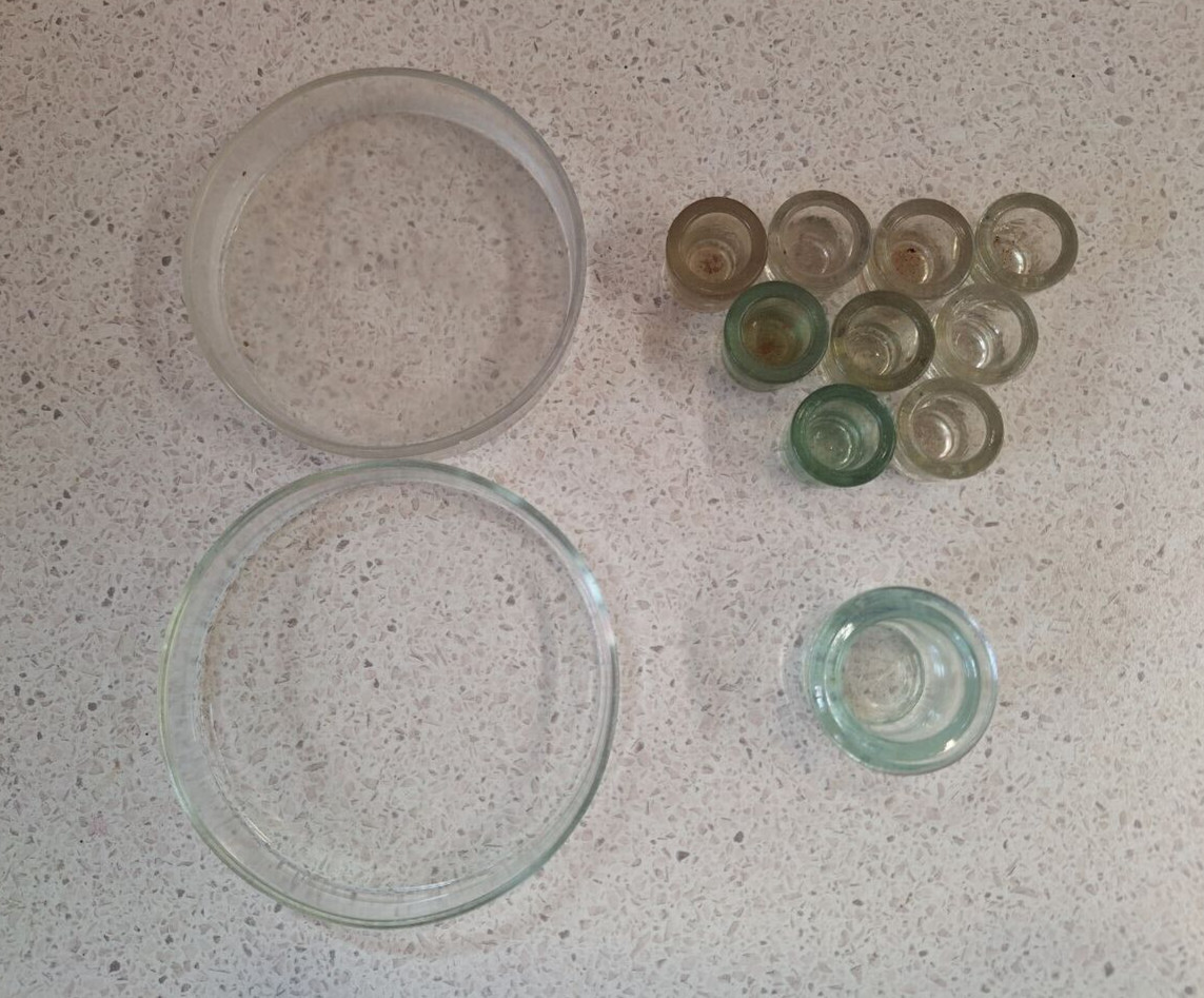 Small Medical Cup Measure, Petri Dishes, Chemical jar, Laboratory glassware 12pc