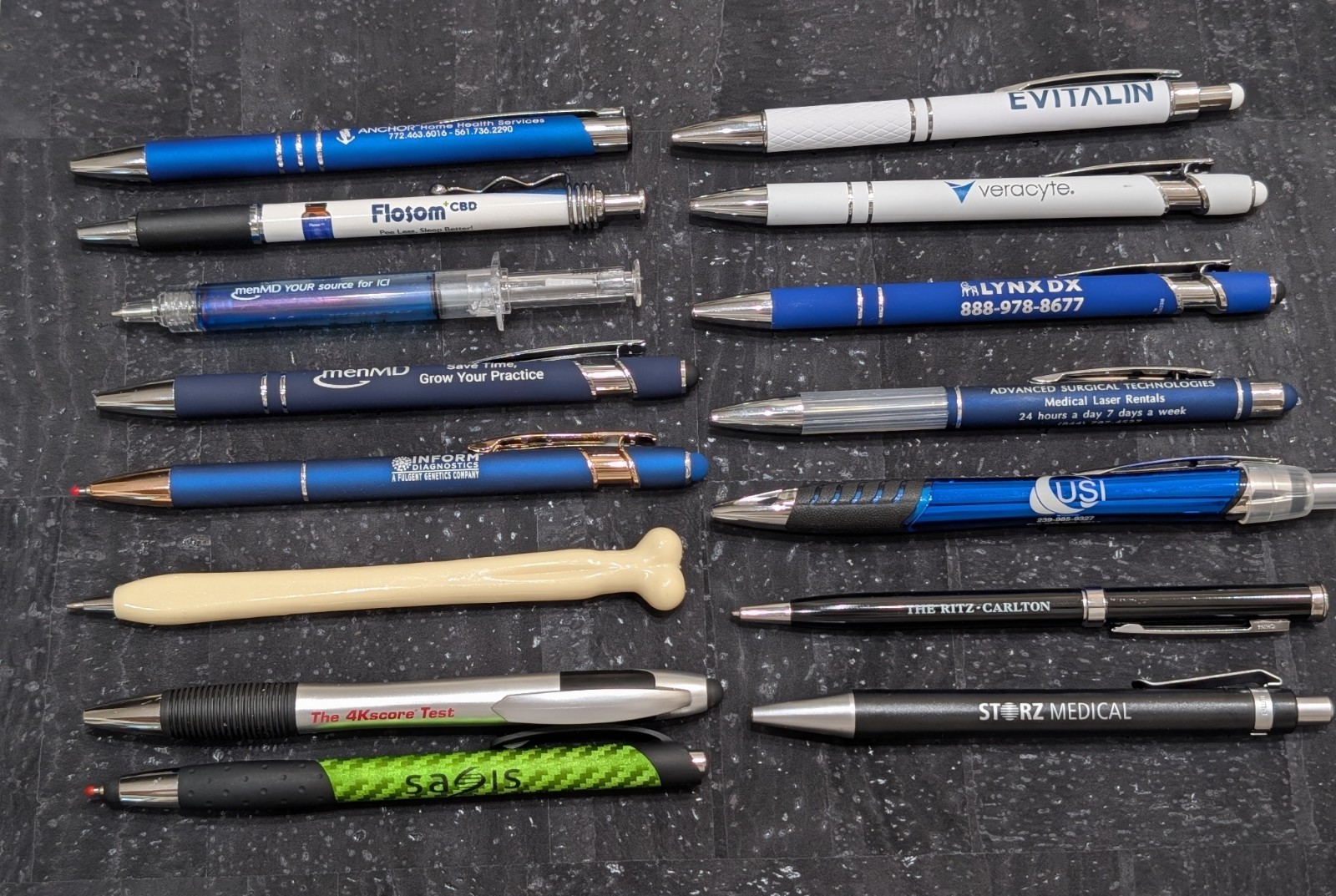Lot Of 15 Drug Rep Medical Industry Pens, Good Condition