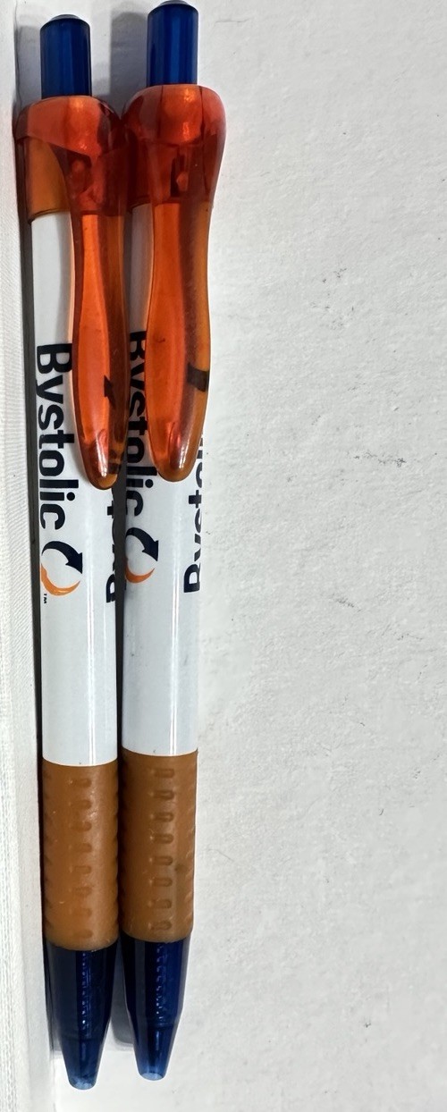 LOT OF 2 BYSTOLIC Drug Rep Advertising Pen Pharmaceuticals Collectable Pharma Rx