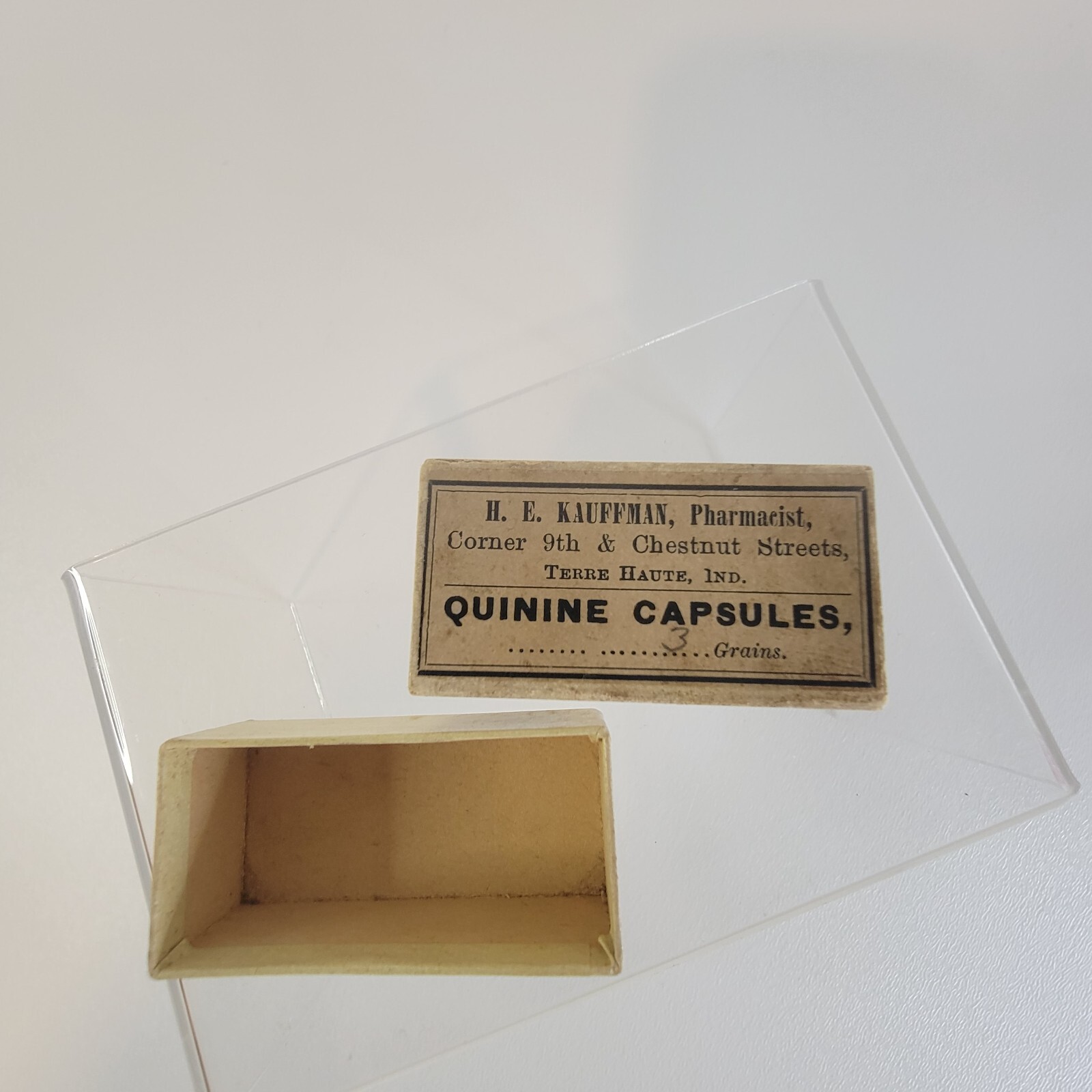 Vtg Cardboard Medicine Box Medical Ephemera H.E. Kauffman Quinine Capsules EMPTY
