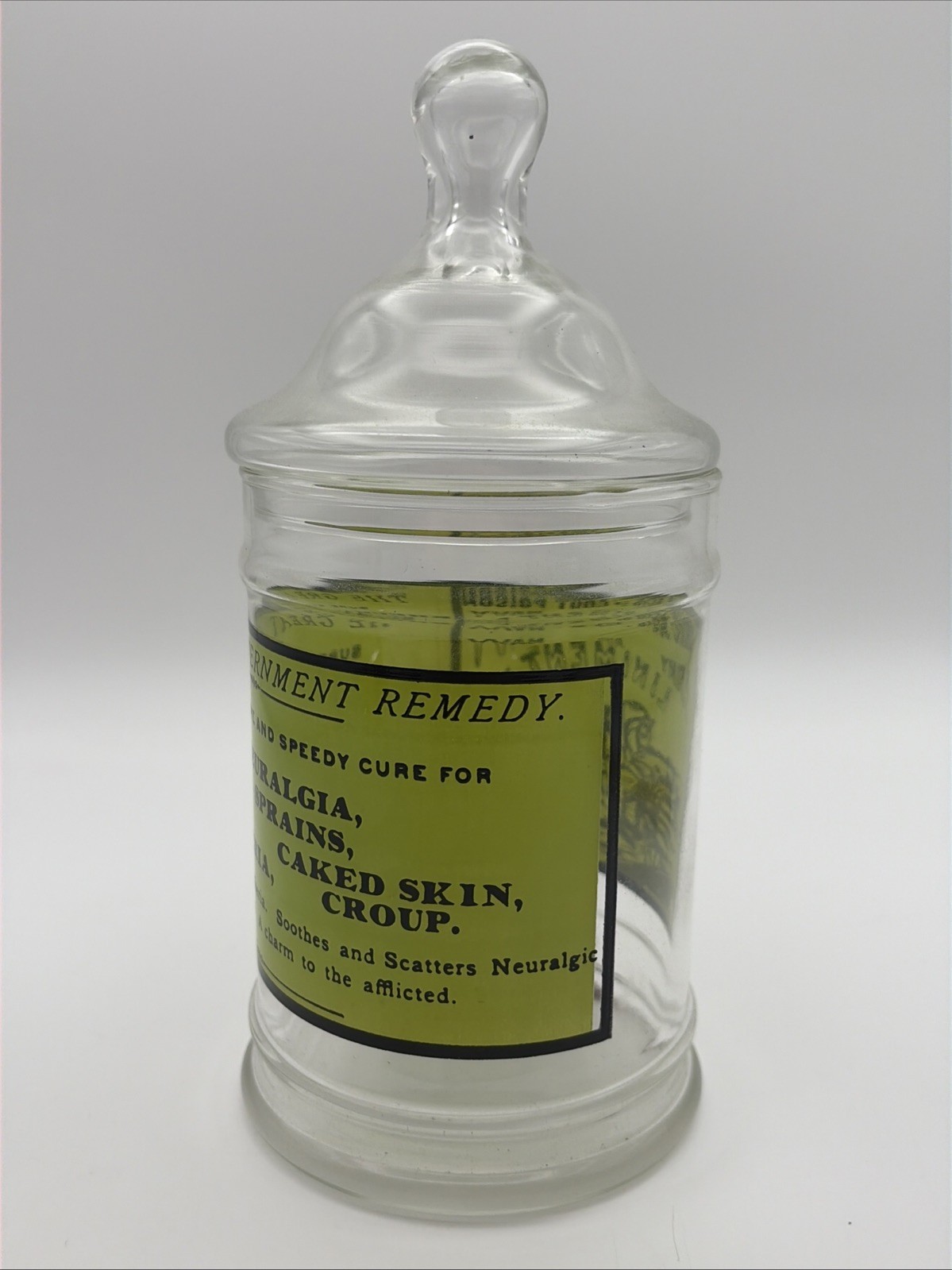 Vintage Apothecary Army and Navy Liniment Uric Acid Gout Poison Glass Jar