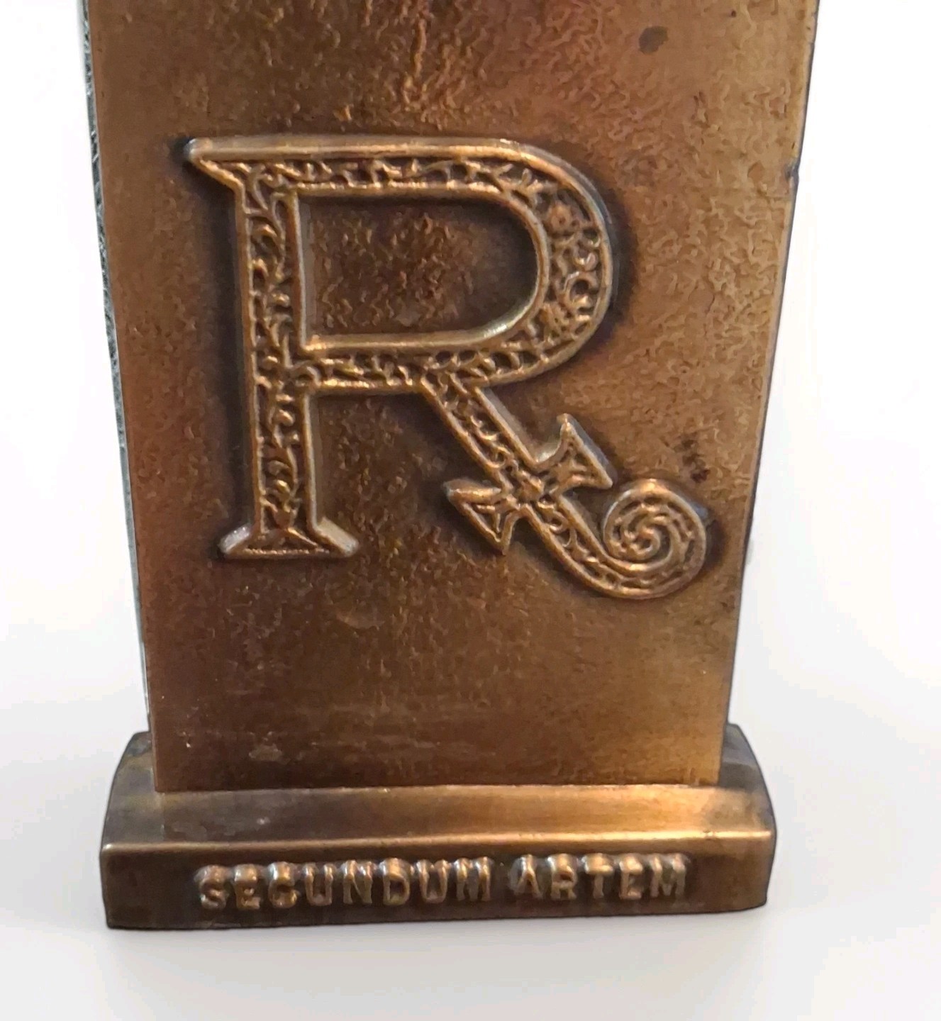 Pharmacy Brass 5 Inch Paperweight “SECUNDUM ARTEM” Tinactin Advertising 1976