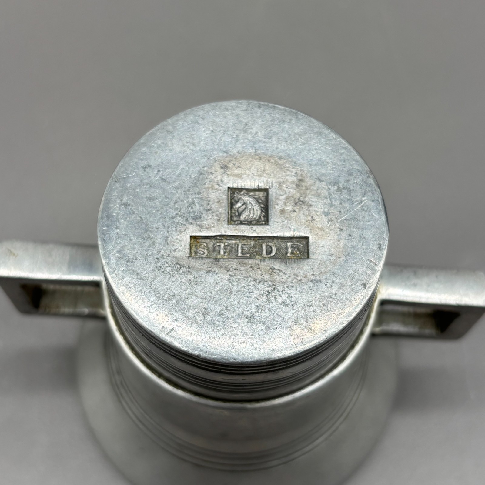 Vintage Stede Pewter Apothecary Mortar Handled Pharmacist Cup Mid Century Modern