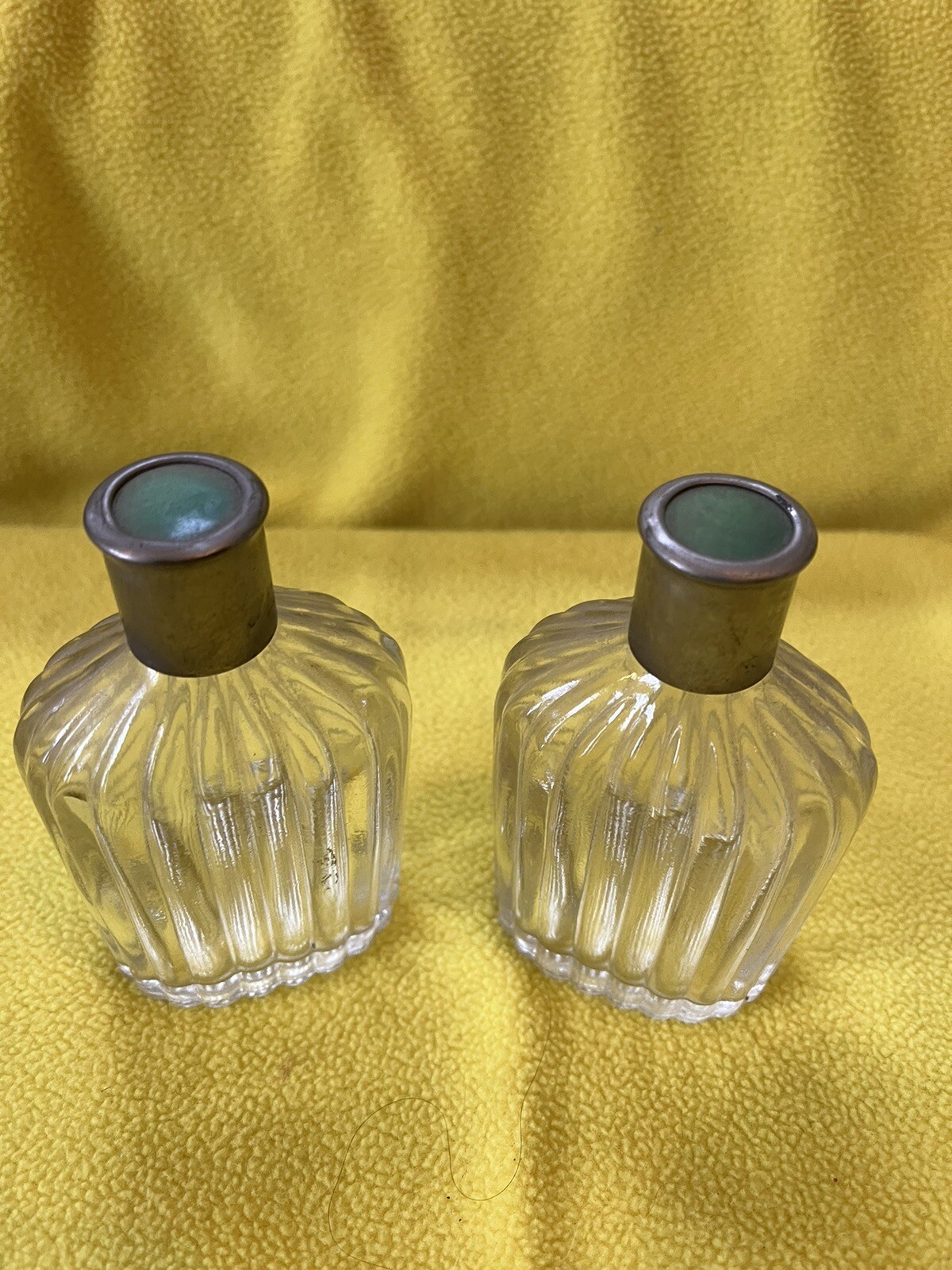 2 Antique Ribbed Drug Apothecary Medicine Chemist Bottles