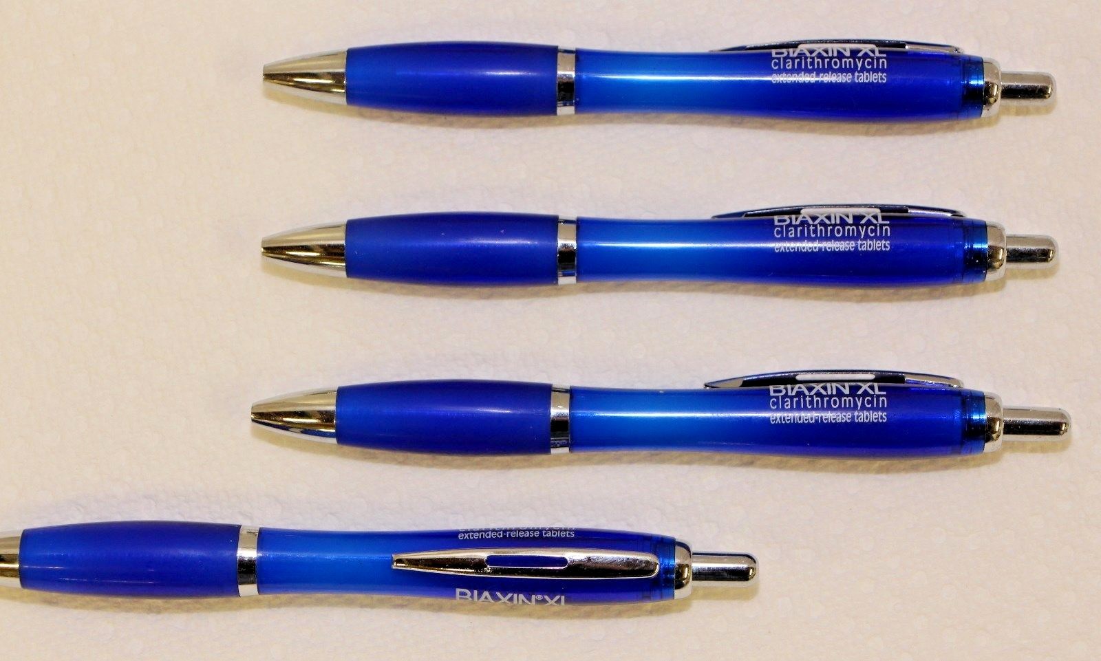 5 Pharmaceutical Biaxin XL Blue Hourglass Barrel Smooth Writers