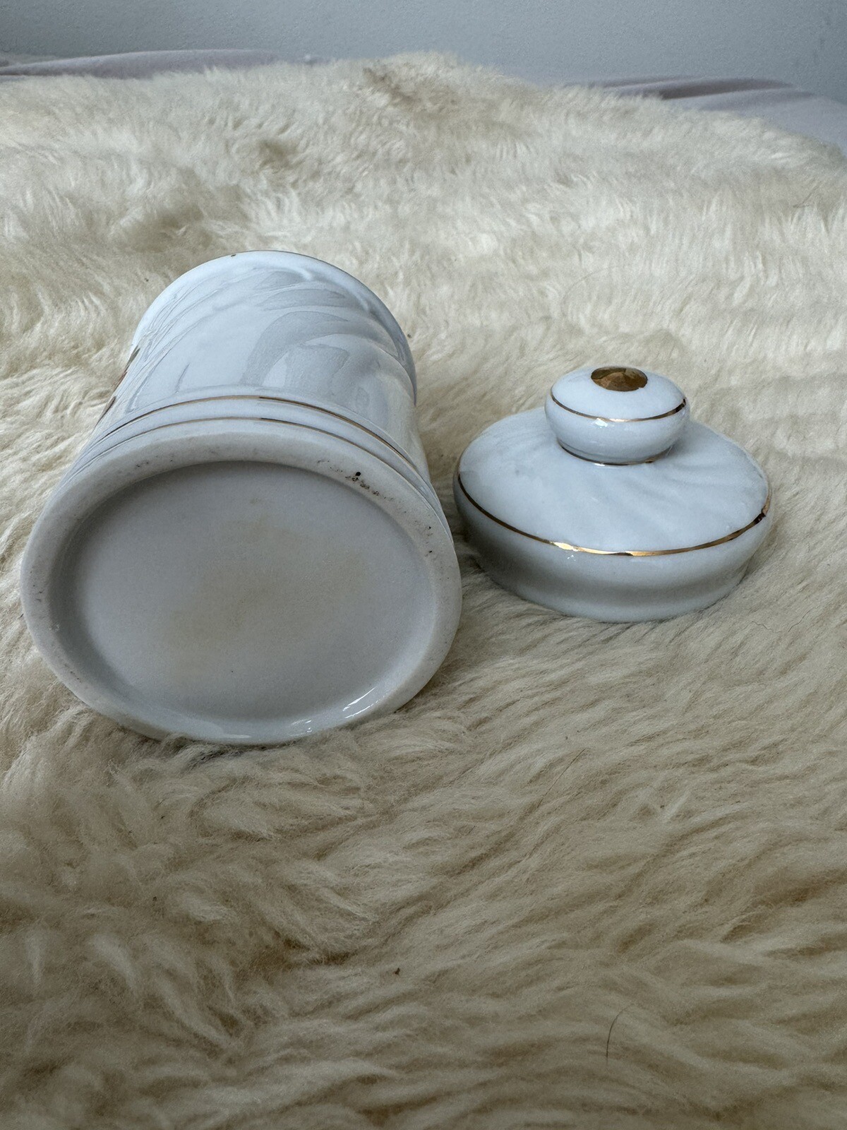 Vintage Porcelain FRENCH APOTHECARY JARS Salts- Cotton -Cologne -Astringent