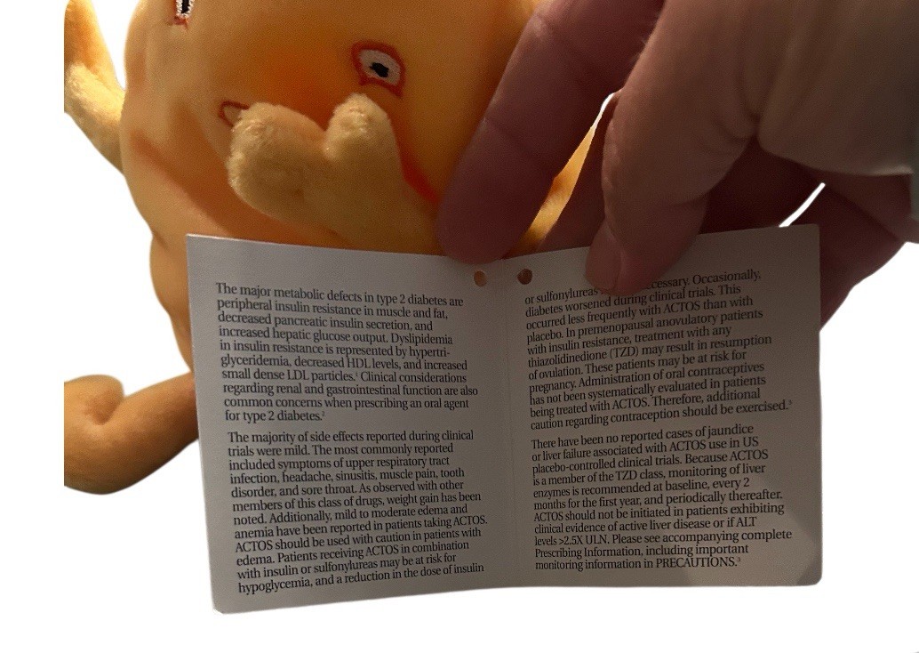 Pharmaceutical Advertising Actos Pioglitazone HCI 7″ Cholesterol Plush Beanie