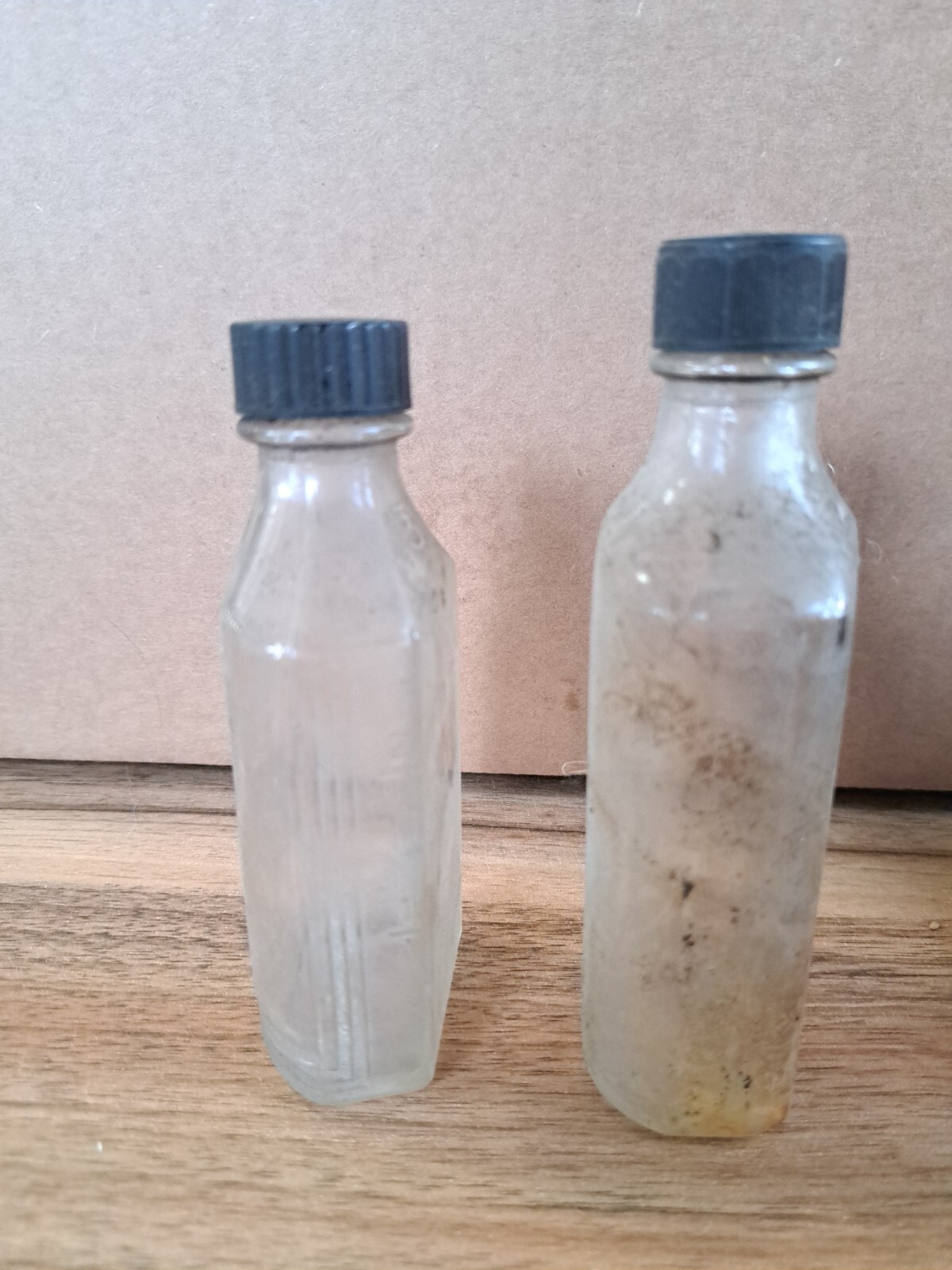 vintage apothecary pharmacy bottles clear glass. 4oz and 3oz prescription bottle