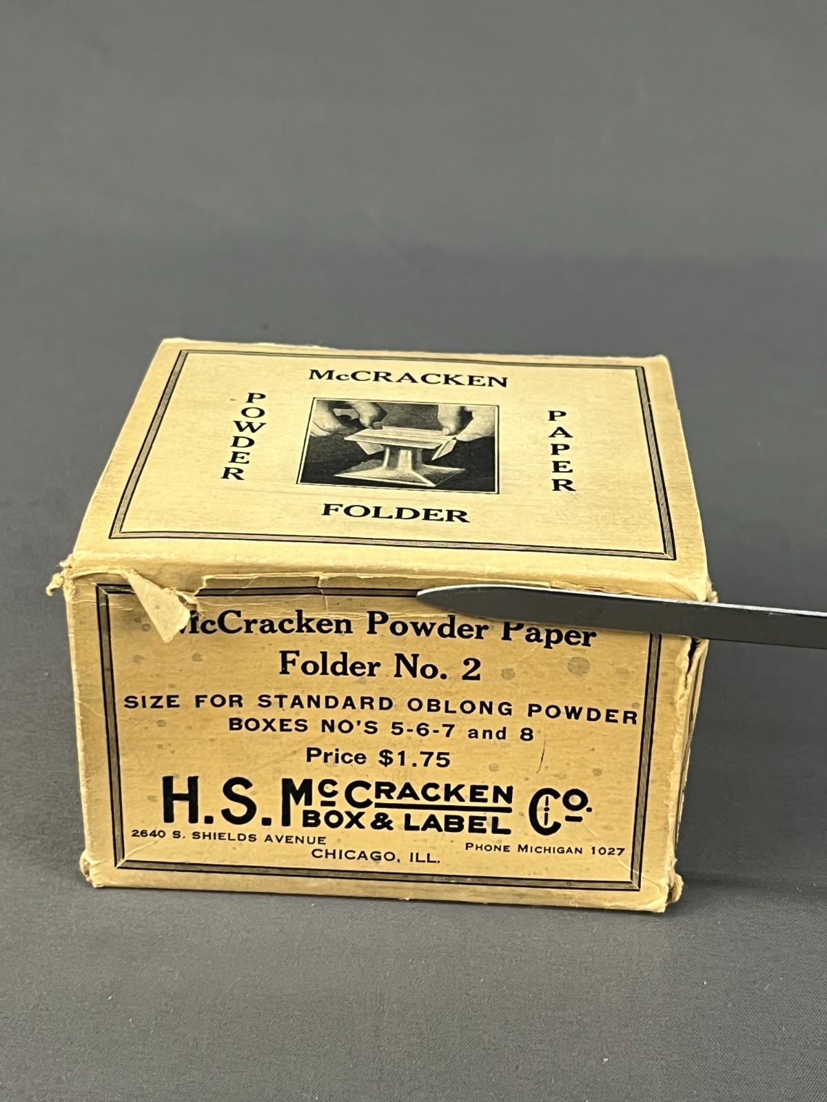 Vtg McCracken Powder Paper Folder No. 2 Pharmaceutical Rx in Box; Unused (E6)