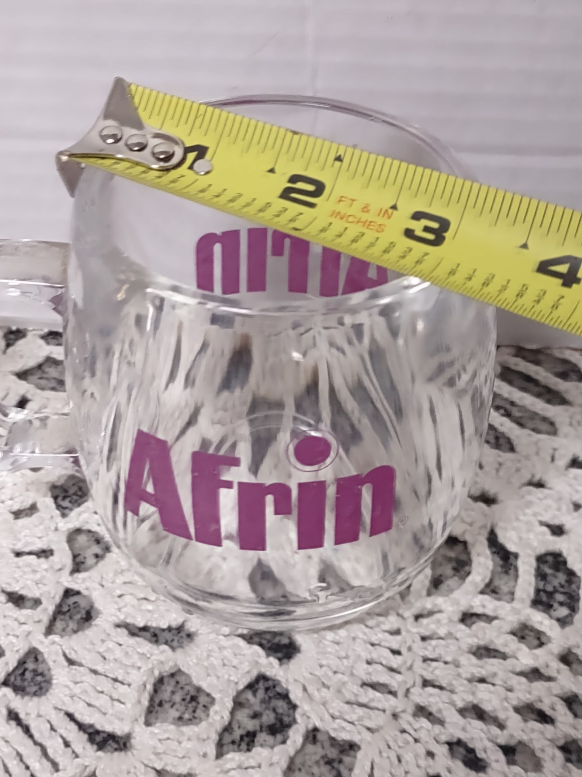 Afrin Coffee Mug Cup Pharmaceutical Drug Rep Promo Clear Acrylic set of 2