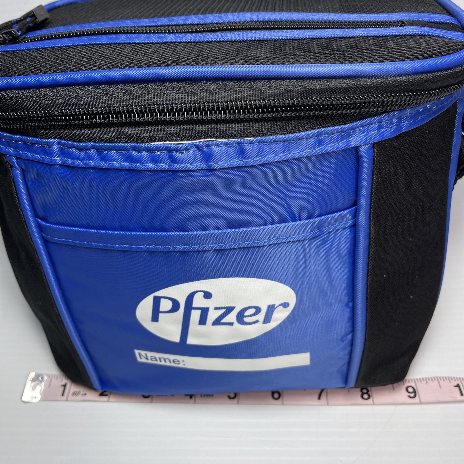 Pfizer Promotional Lunch Box with White Pill Background 11” X 5” X 7” Pockets