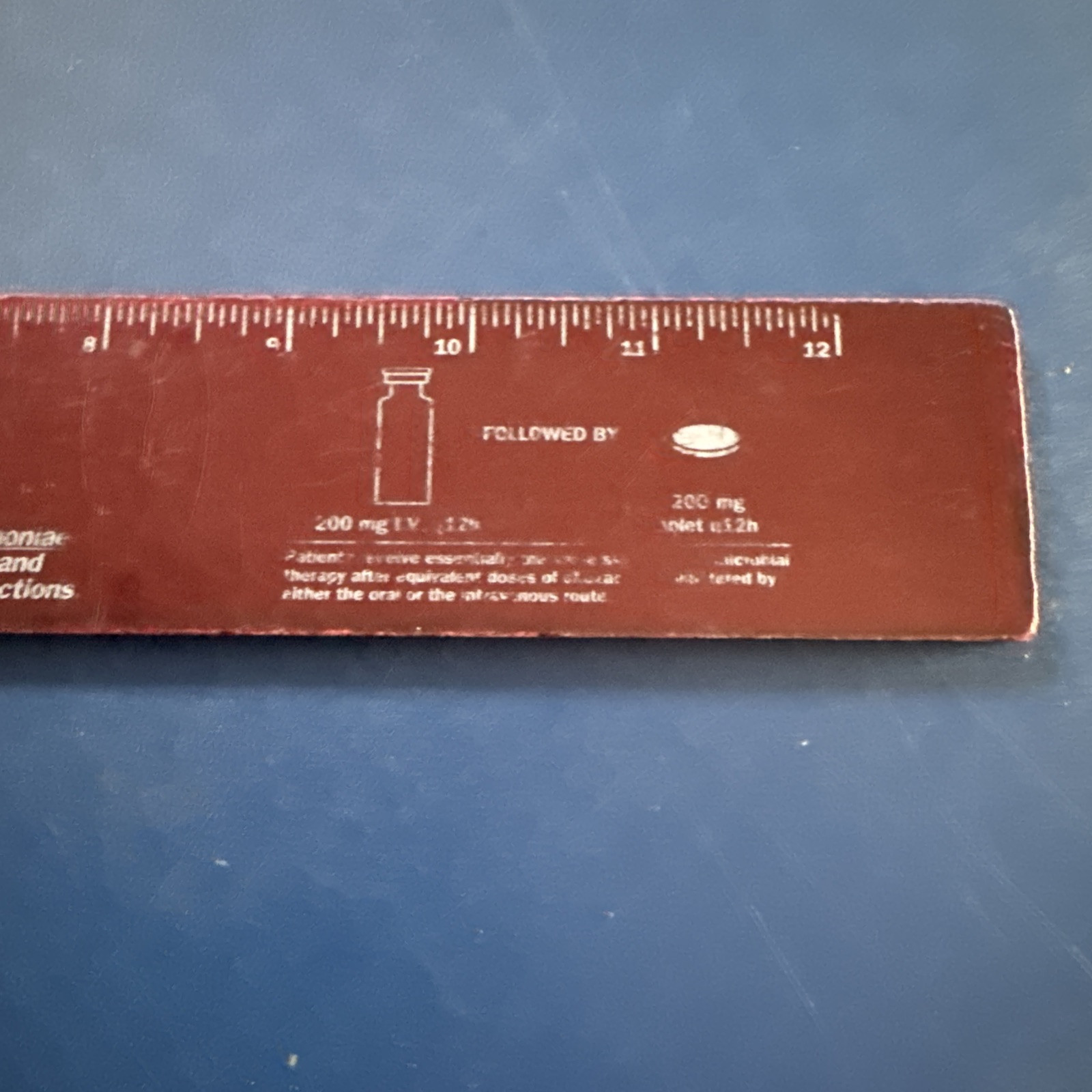 Faded Worn Floxin Ofloxacin Brown Pharmaceutical Drug Ruler