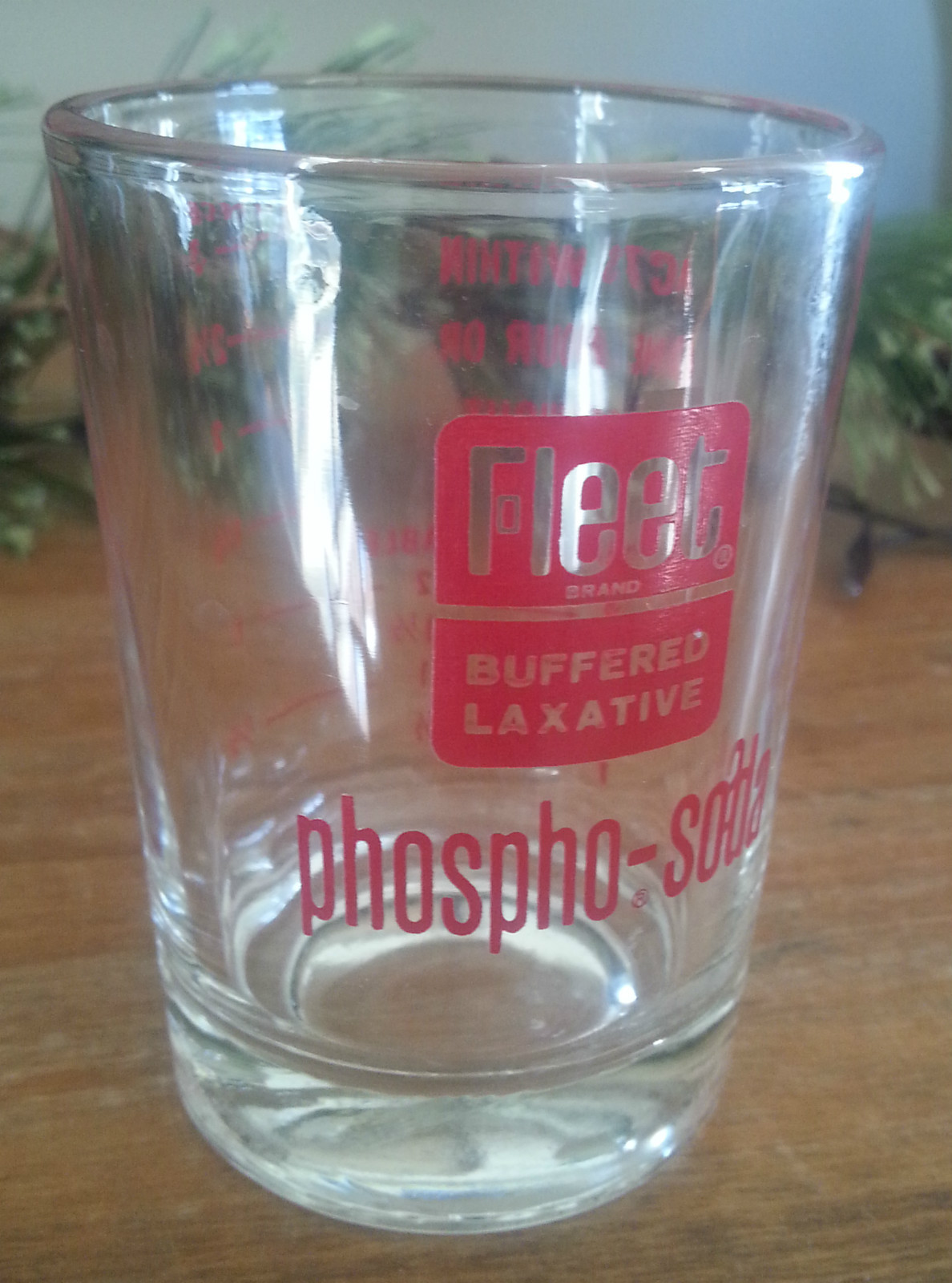 Old Advertising Druggist Dose Glass FLEET Buffered Laxative Phospho Soda