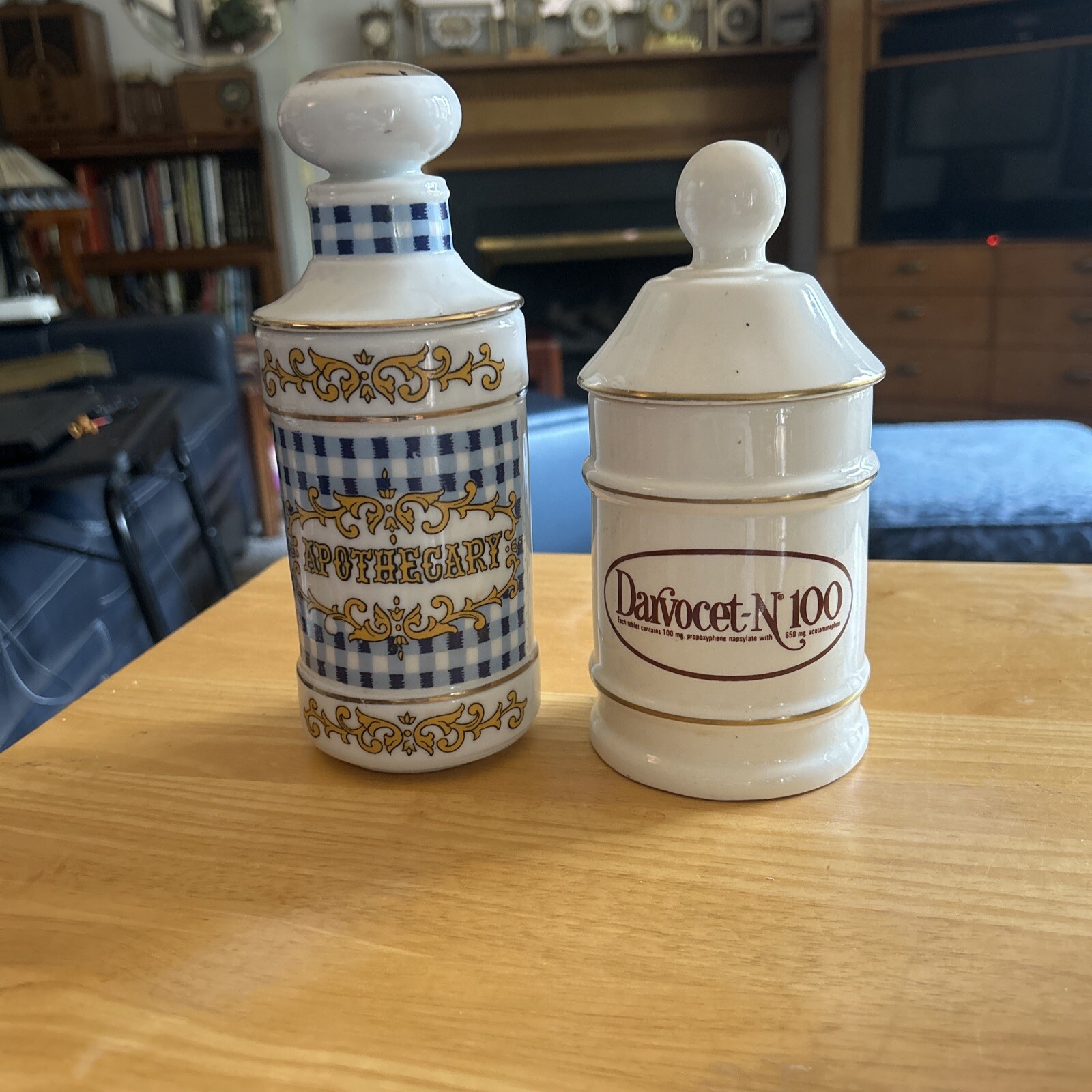 Apothecary And Darvocet N 100/ Darvon Compound 65. Pharmacy Jars 7 1/2 and 8 “ T