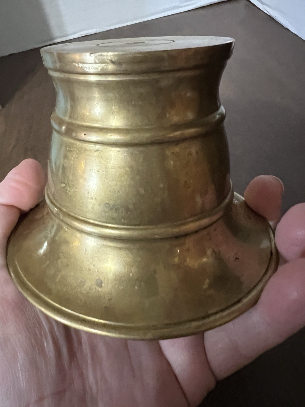 Small Vintage brass mortar base Only Roughly 3″ Tall