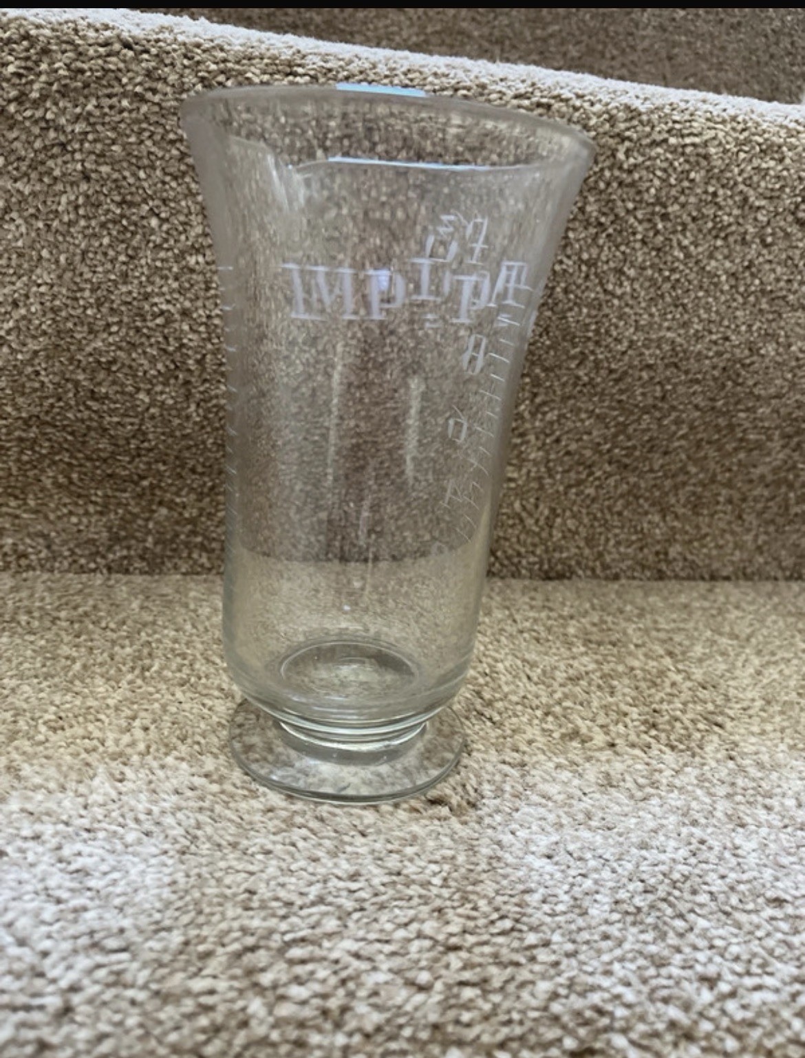 Antique Apothecary Engraved Glass Medicine Measuring Jug