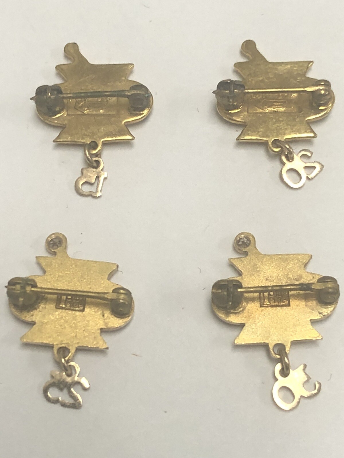 VINTAGE REXALL DRUG SET OF FOUR 14k YELLOW GOLD PINS – 15, 20, 25, 30 YEARS