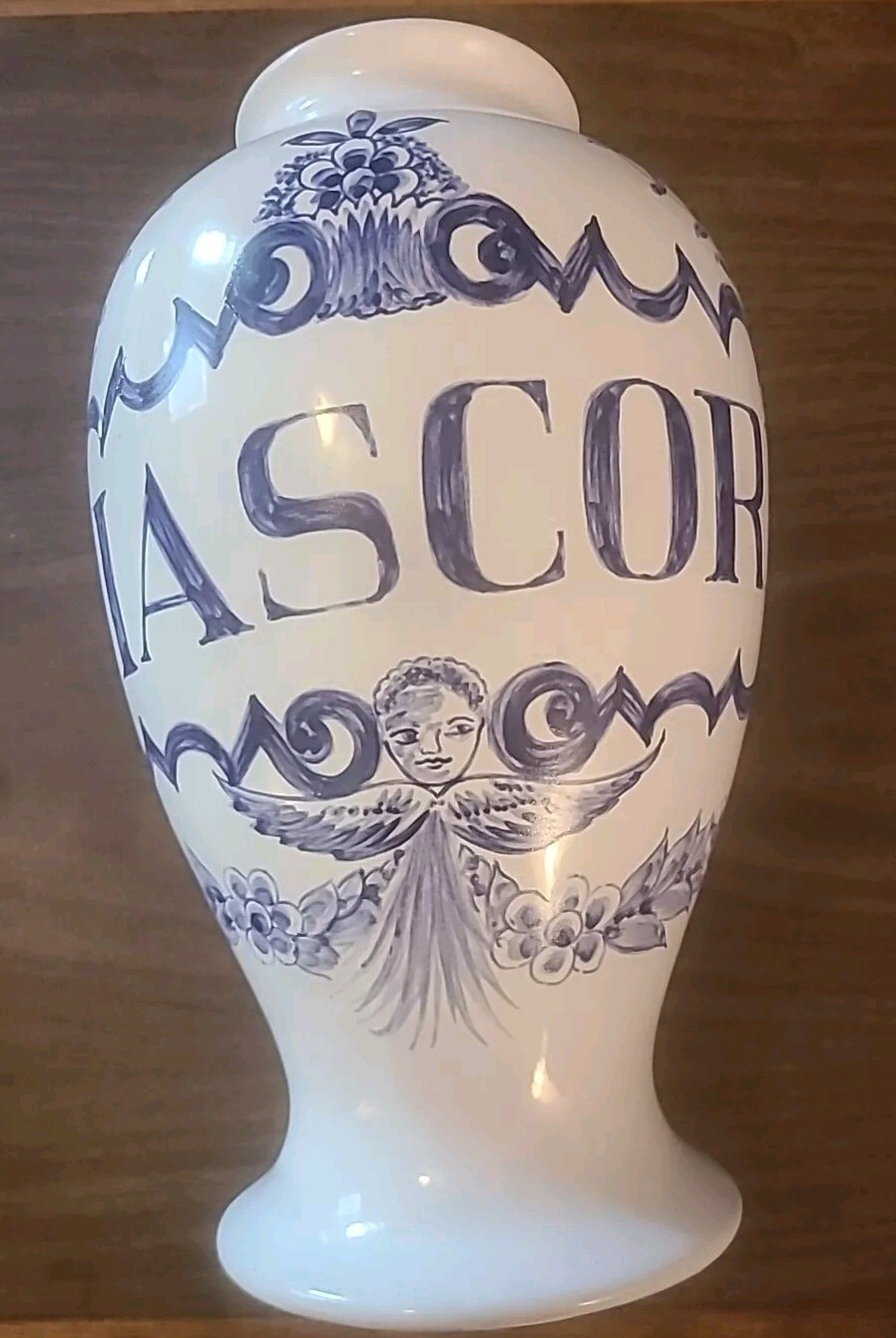 1989 Lilly Blue & White Apothecary 10″ Vase Diascord Portugal Pharmacy Pharma