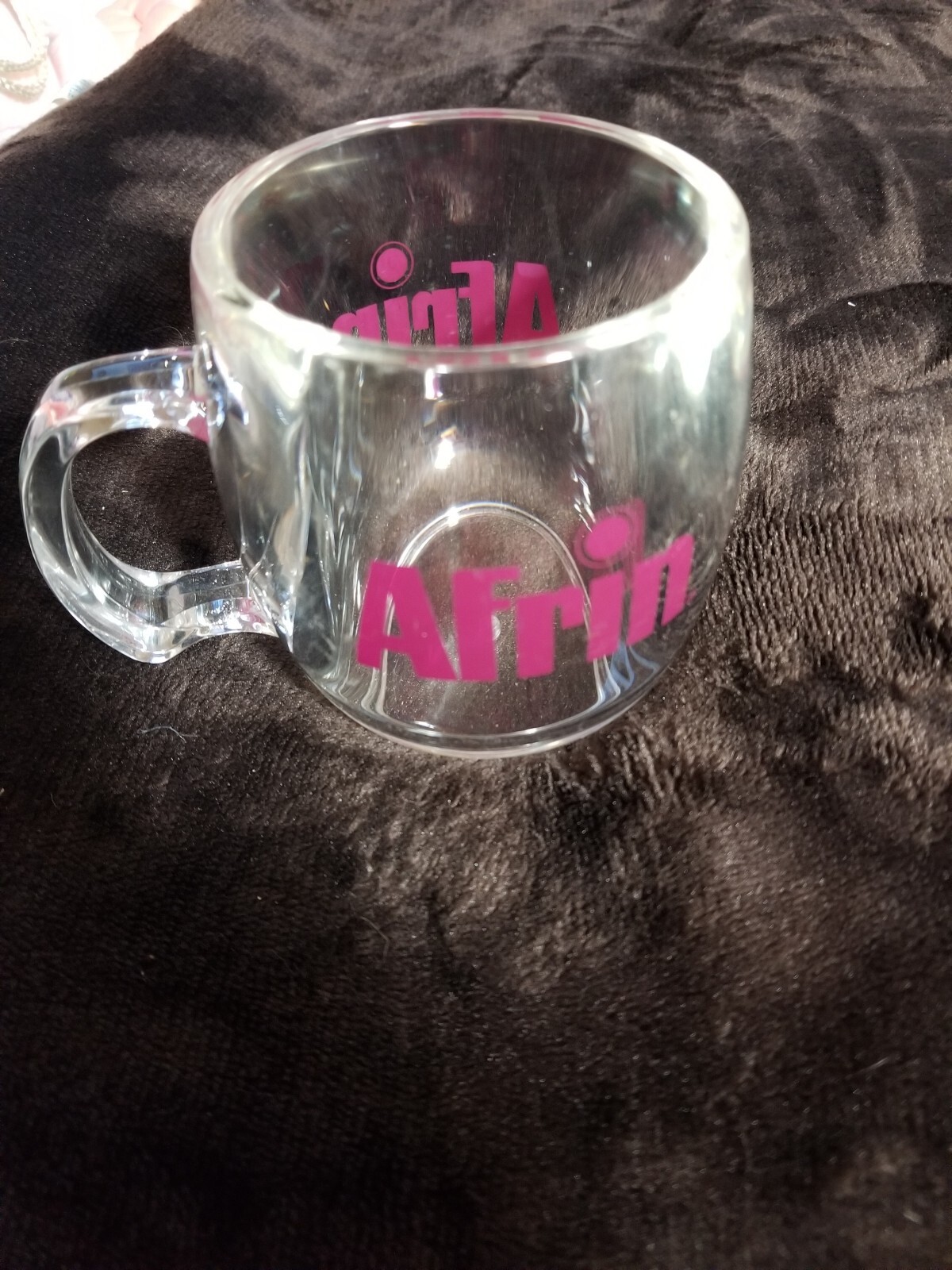 Afrin Coffee Mug Cup Pharmaceutical Drug Rep Promo Clear Acrylic