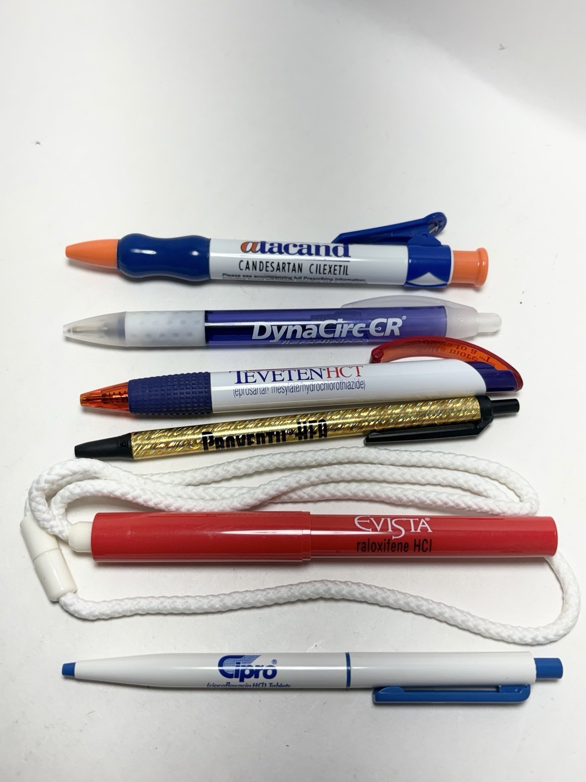 LOT OF 6 Pharmaceutical Drug Rep Medical Advertising Promo Pens Cipro Evista