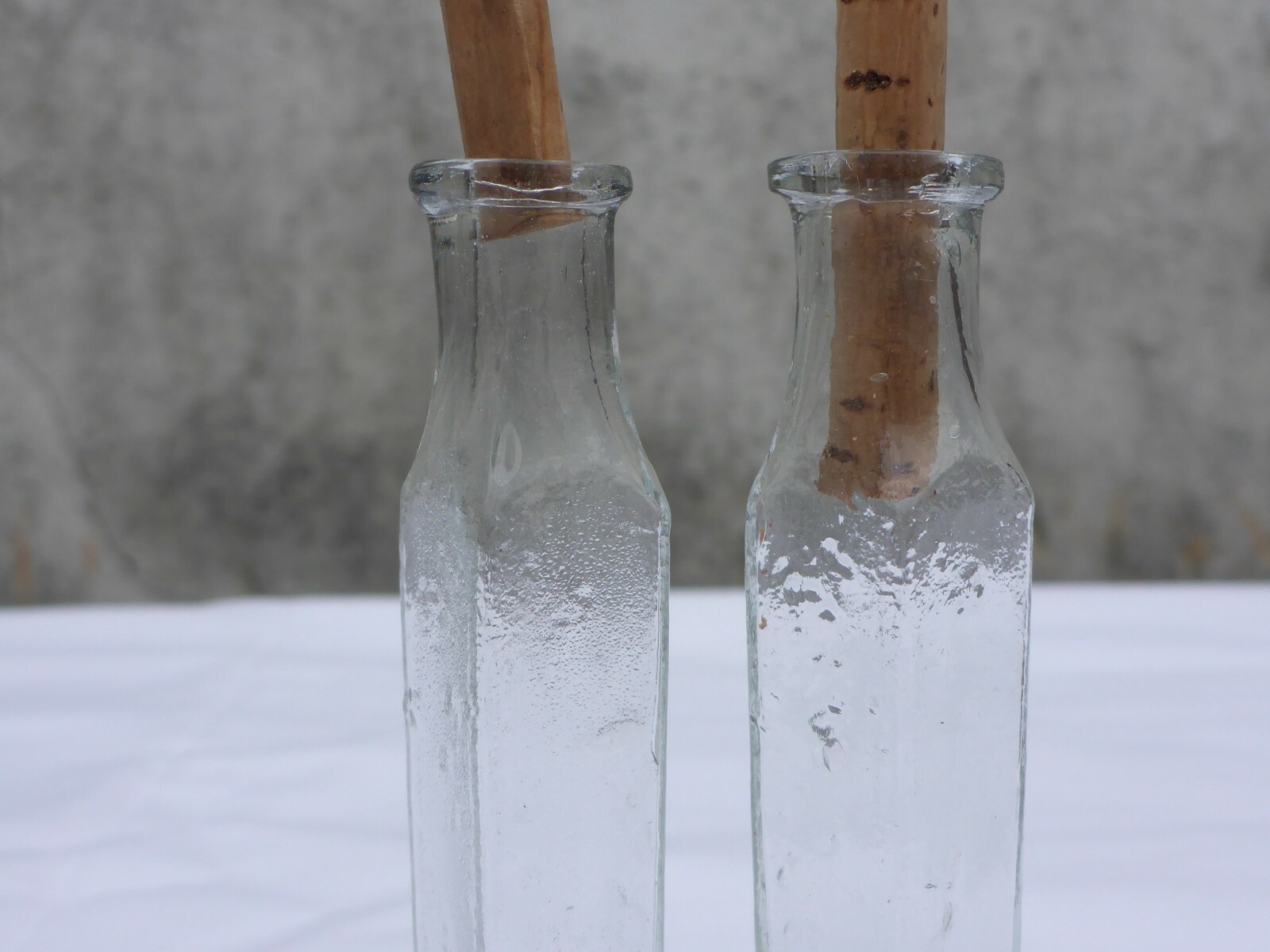 2 X Old Small Medicine Glass Pharmacy Bottle Green Long Approx. 9.5 Cm