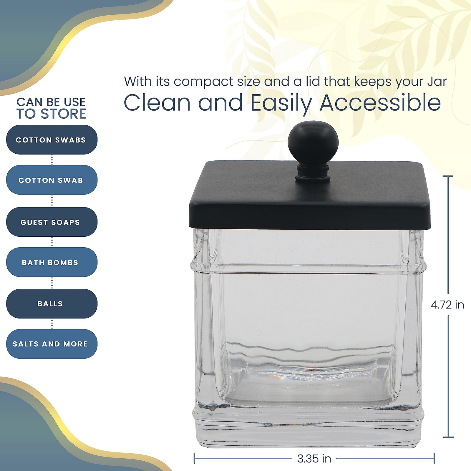 Clear Transparent Hotel Style Apothecary Tempered Glass Canister Jar W/ Matte…