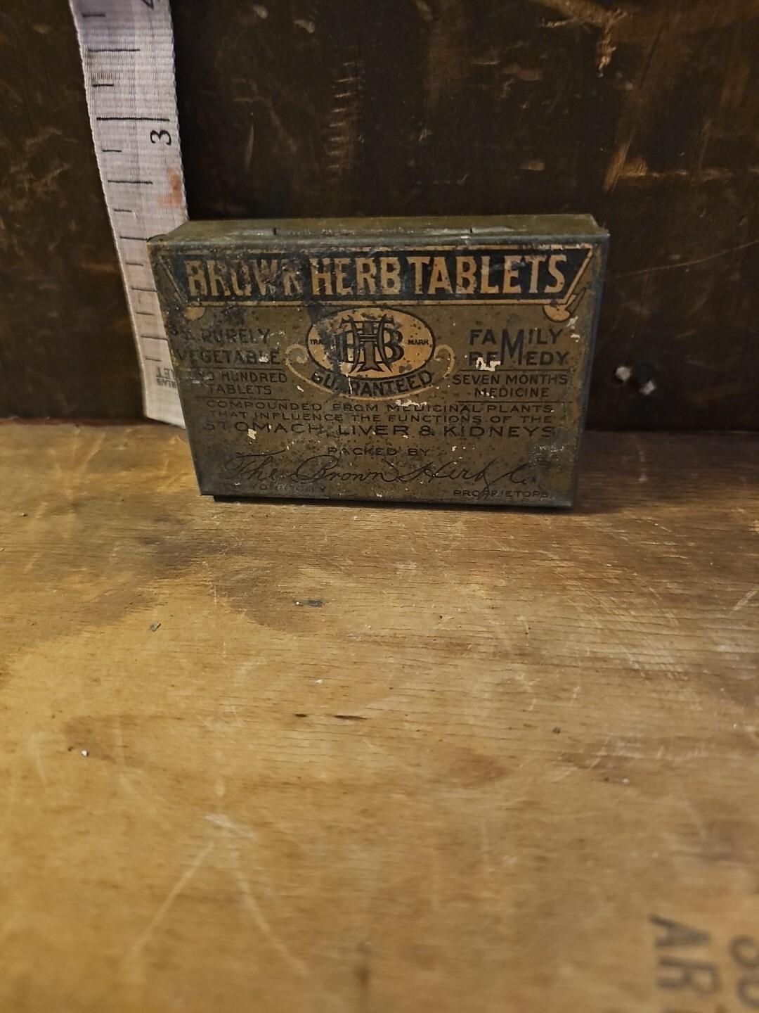 Old Herbal Medicine Tin Brown Herb Tablets Brown Herb Co NY Family Remedy Nerves