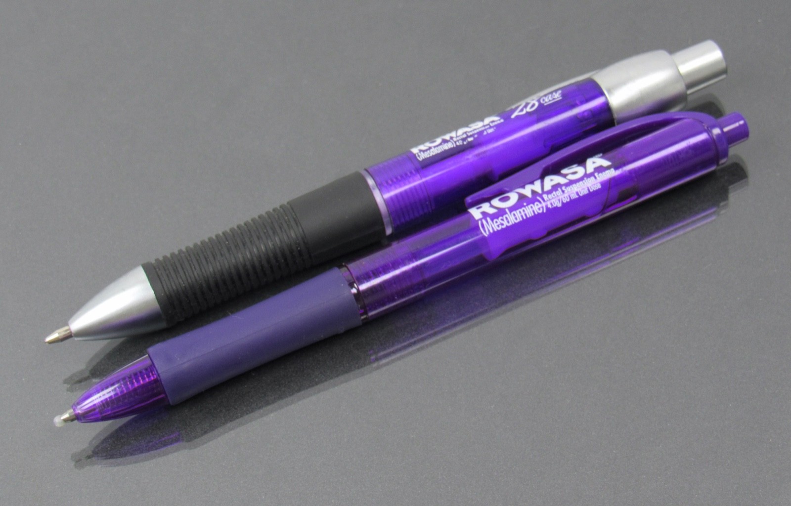 Lot of 2 Purple Rowasa PENS Drug Rep Pharmaceutical Promo Medical Advertising