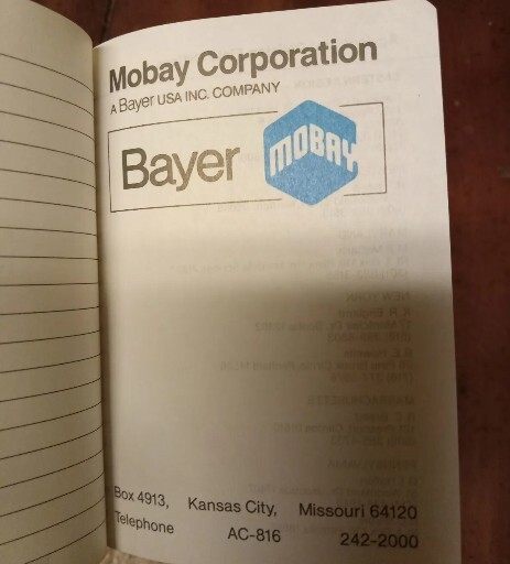 BAYER MOBAY DAILY PLANNER USED 1990Vtg