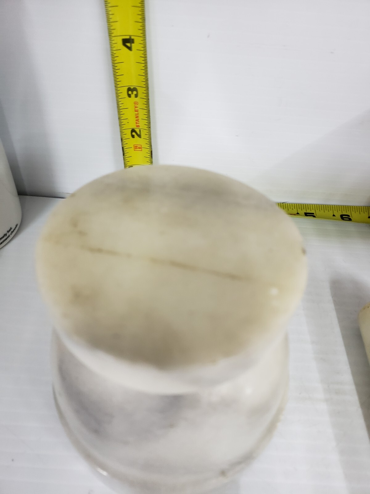 Vintage Marble Mortar And Pestle Footed White Gray Apothecary Drug Store