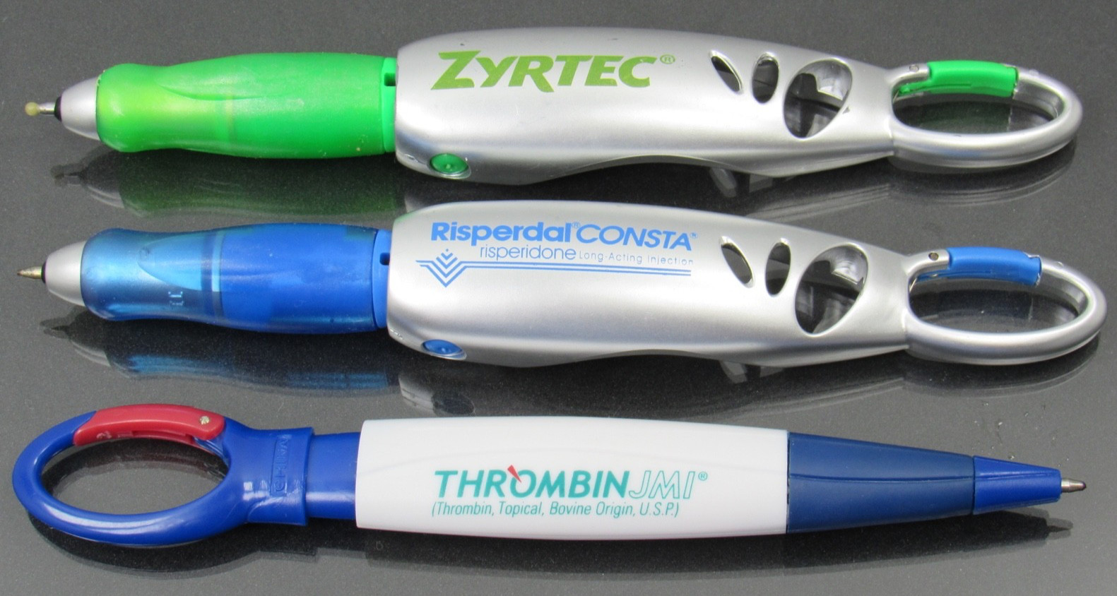 Zyrtec Risperdal Thrombin Carabiner PENS Drug Rep Pharmaceutical Promo Dry Ink