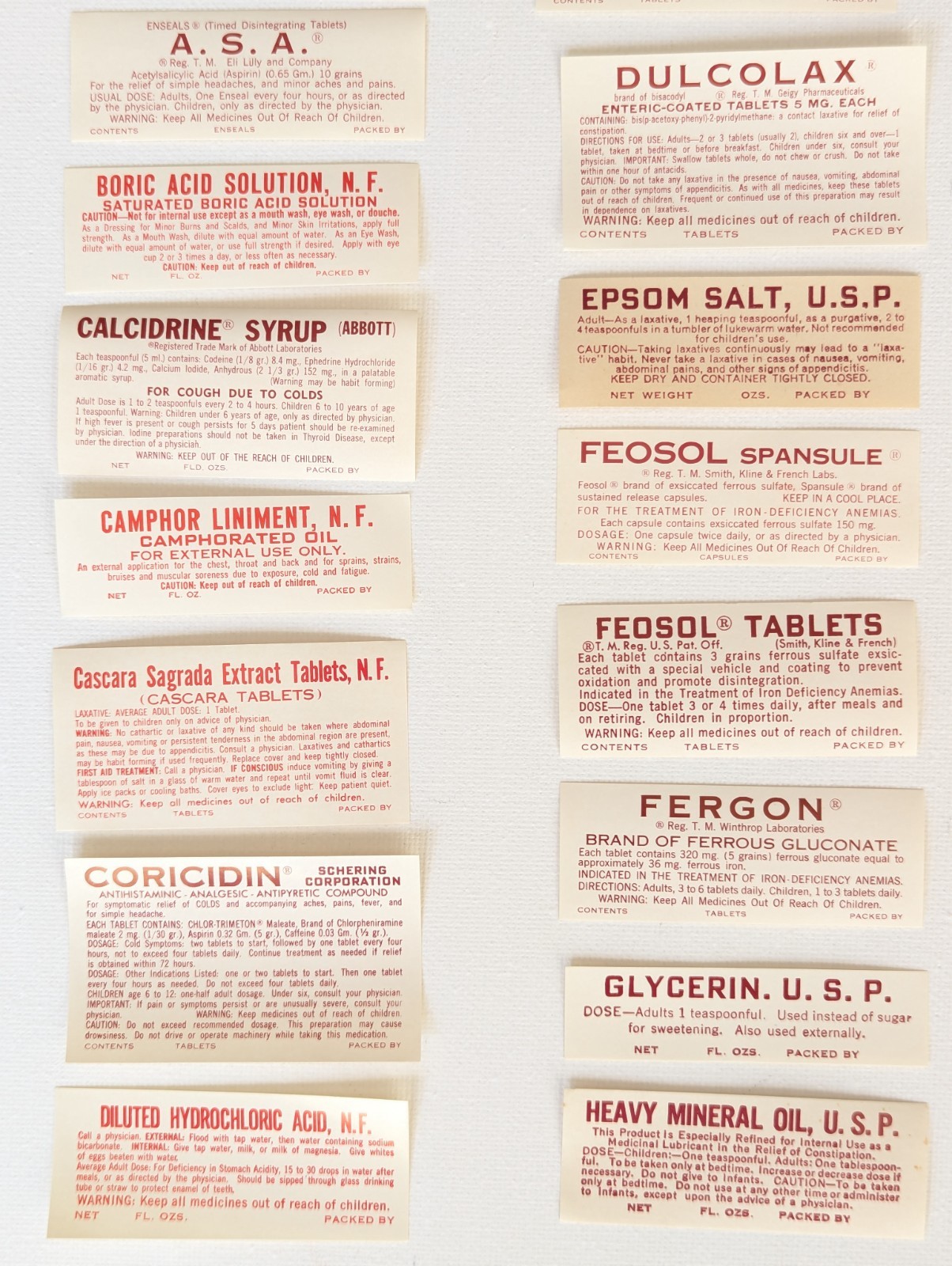 Vintage Pharmacy Apothecary Bottle Labels NOS 1950-60’s (Lot of 38 as pictured)