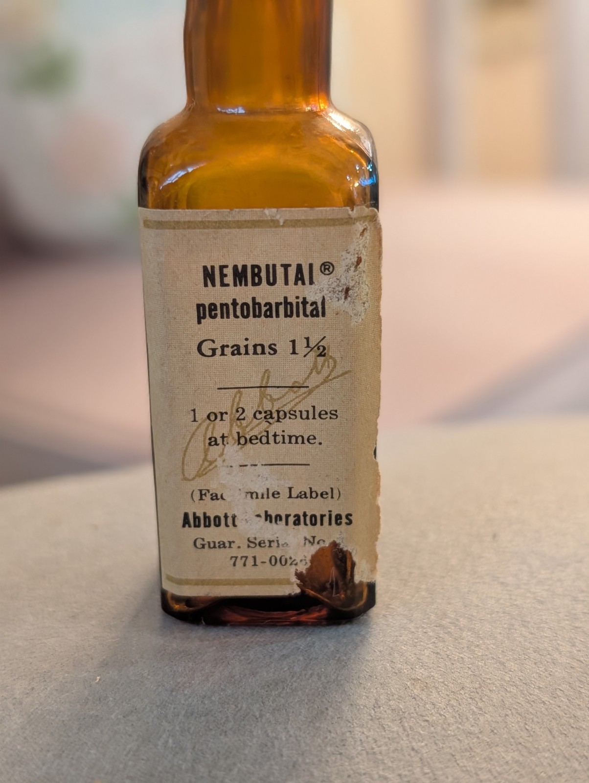 Vtg Abbott Nembutal pentobarbital empty bottle rare pharmacy medication