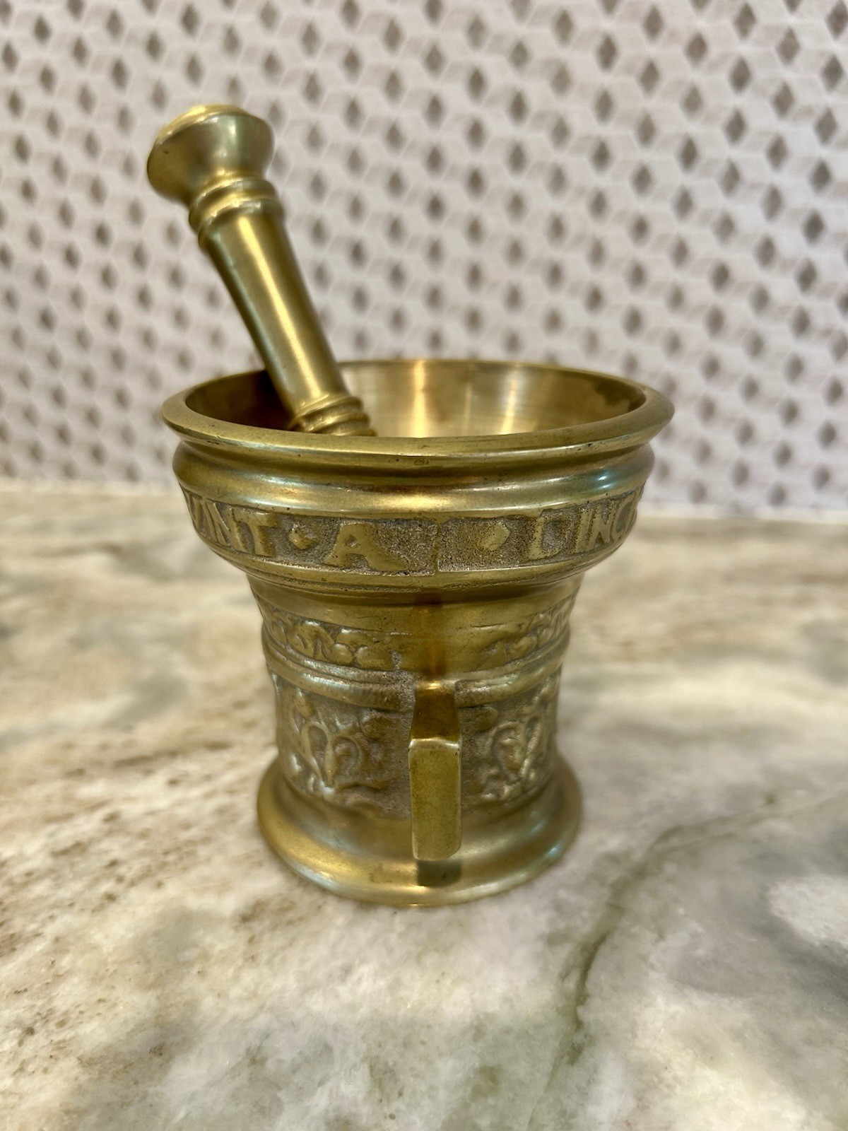 Vintage Mortar & Pestle Solid Brass Apothecary From 1960-70’s