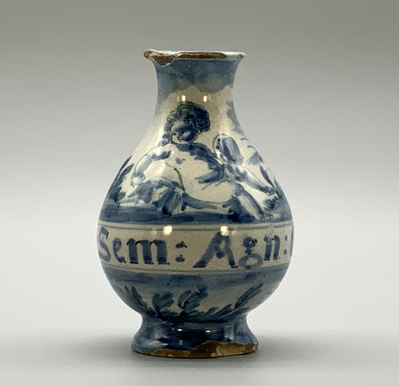 17th-Century Italian Savona Majolica Albarello Drug Pharmacy Jar Bottles
