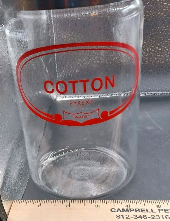 Vintage Doctors Office Jar Cotton Glass Pyrex Ware USA Bathroom Medical