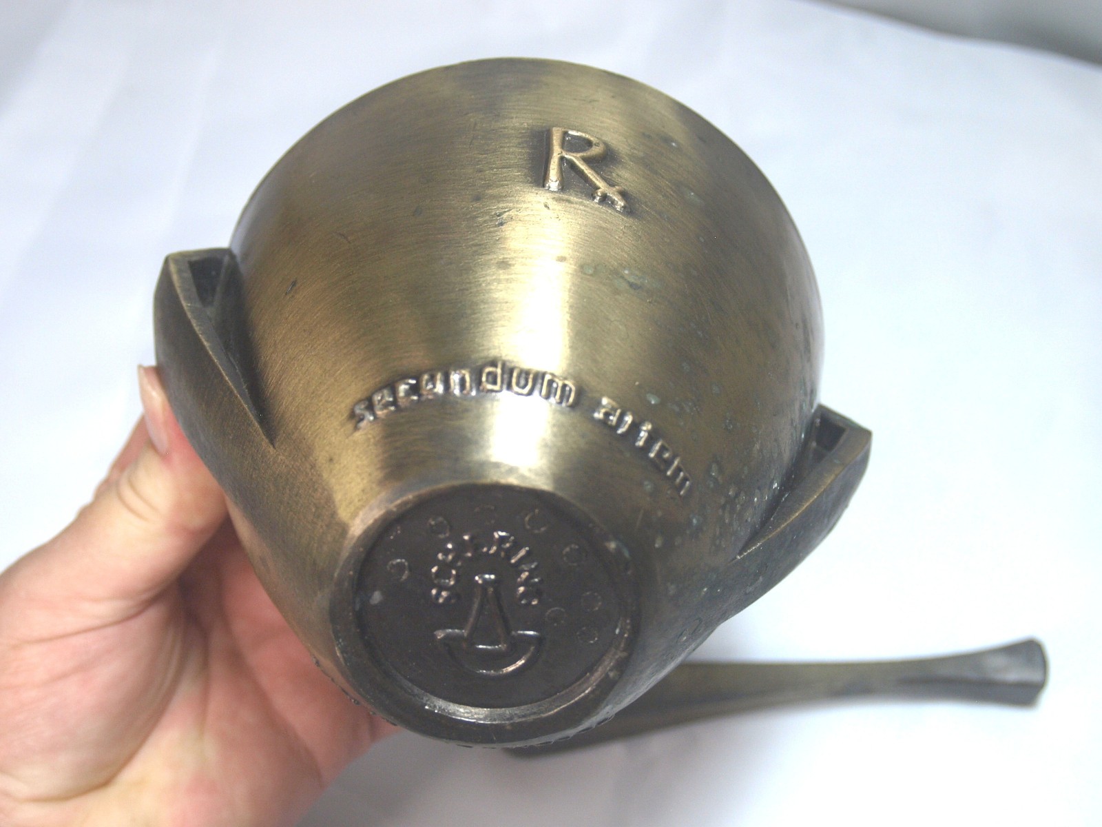Rx Pharmacy Class 1973 Secundum Artem Brass Mortar and Pestle Schering