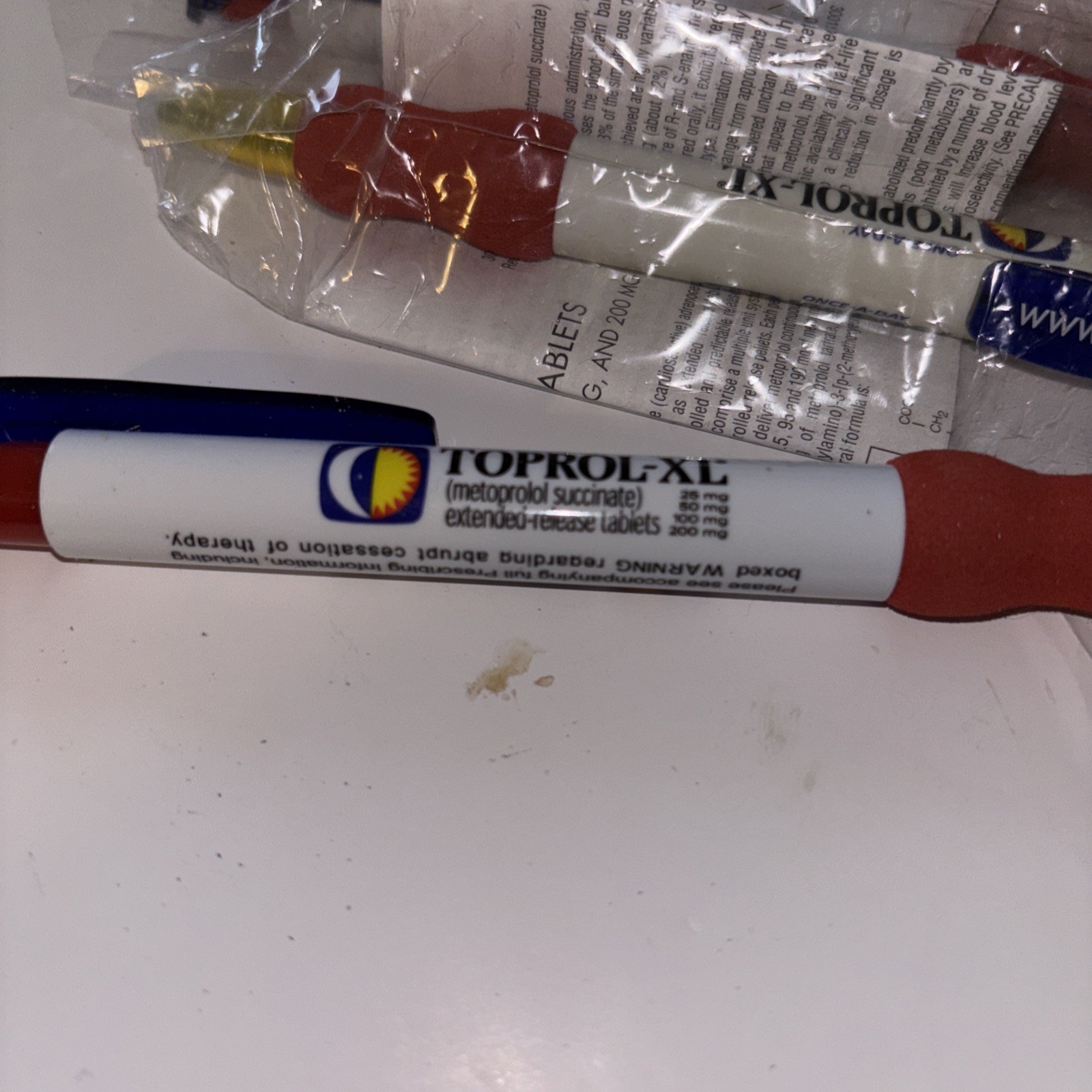 Drug Rep TOPROL-XL Collectible Gel Pens x 4 RARE Ind Wrapped W/ Info Sheet