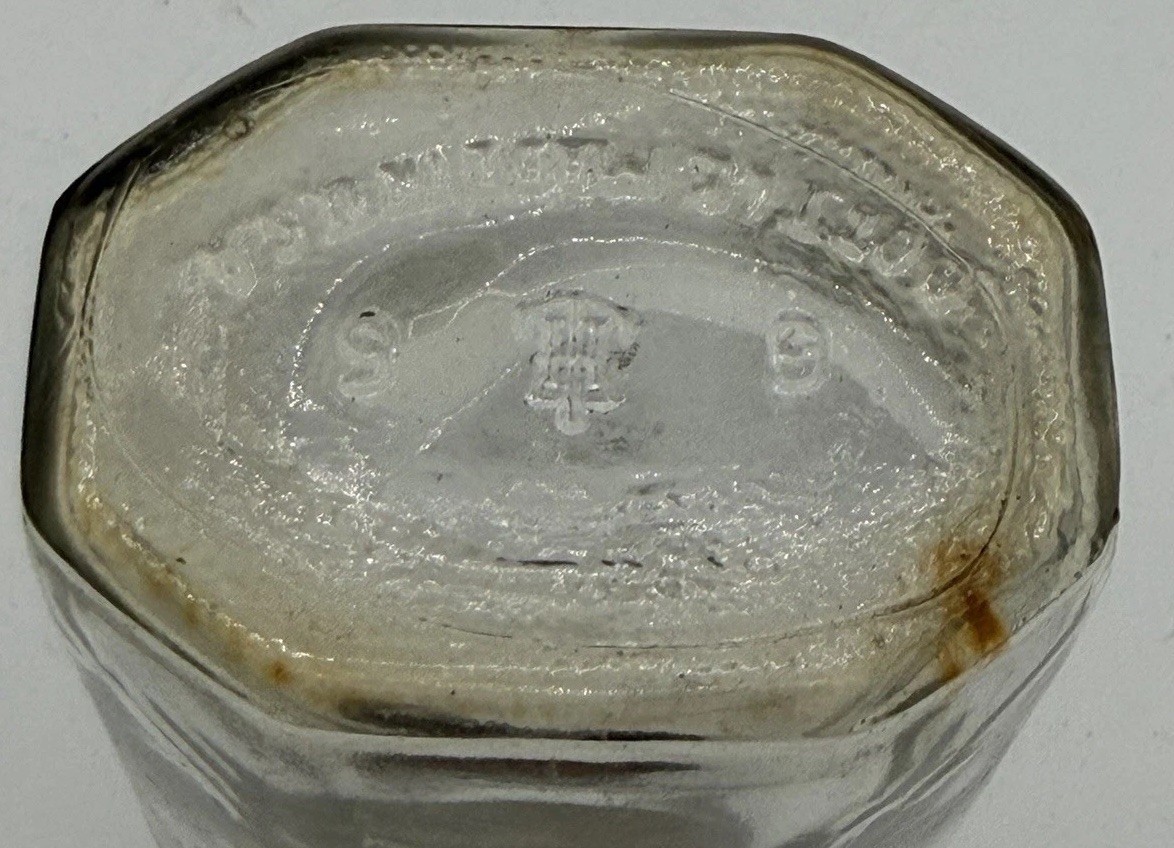 Vtg. Clear Glass SQUIBB 8 Side Medicine Pharmacy DESIGN Bottle USA