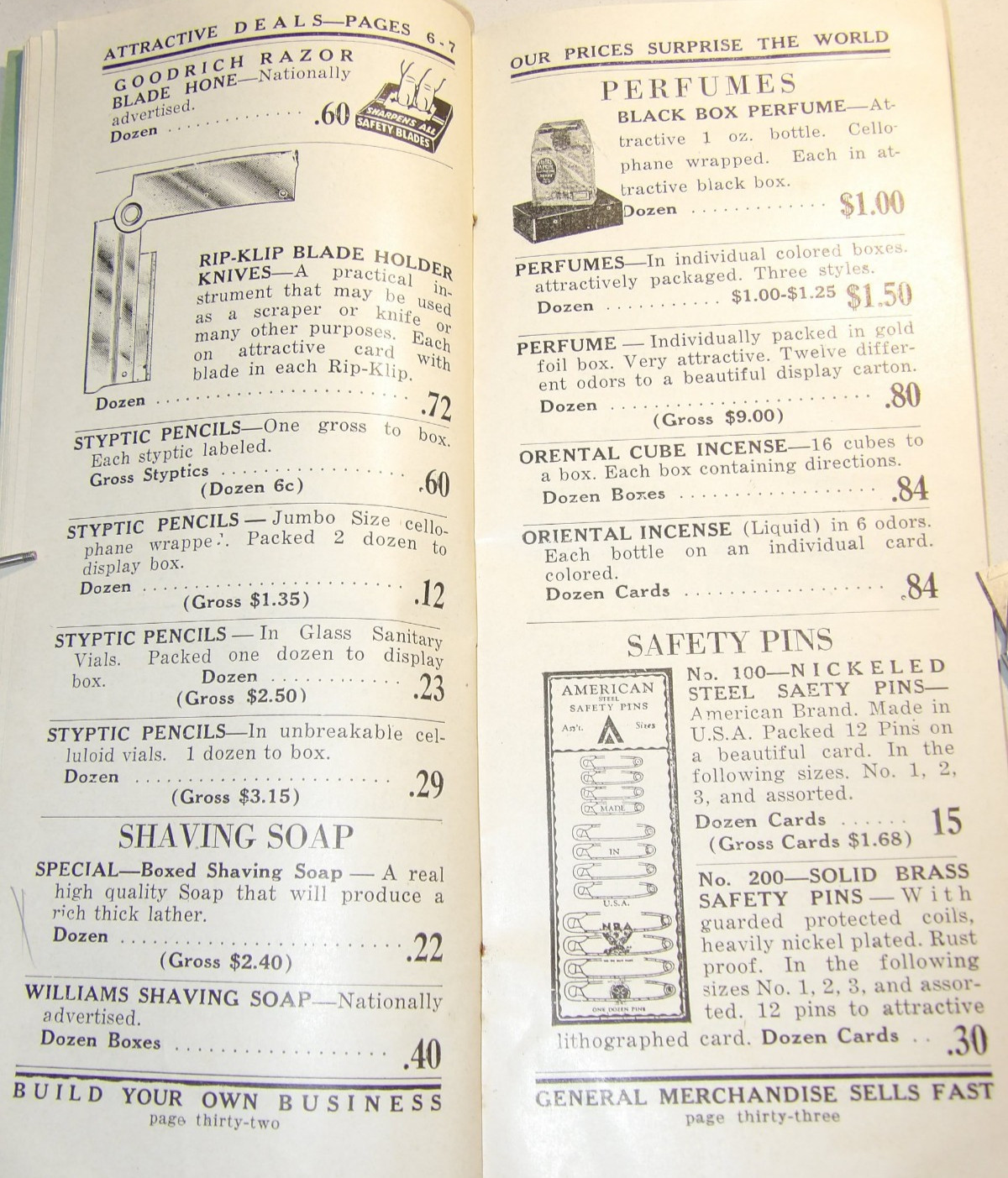 VTG 1930s DRUG STORE WHOLESALE CATALOG! DEPRESSION PRICES! CONDOMS/SHAVING/MEDS!