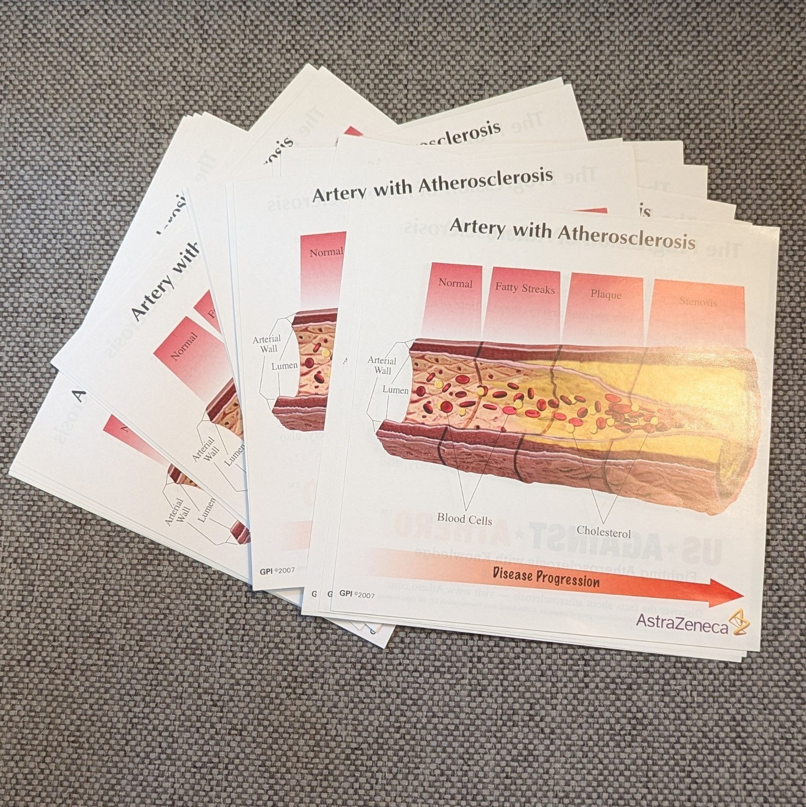 Drug Rep Promo AstraZeneca Cholesterol Artery Display Model w Educ. Flyers 2007