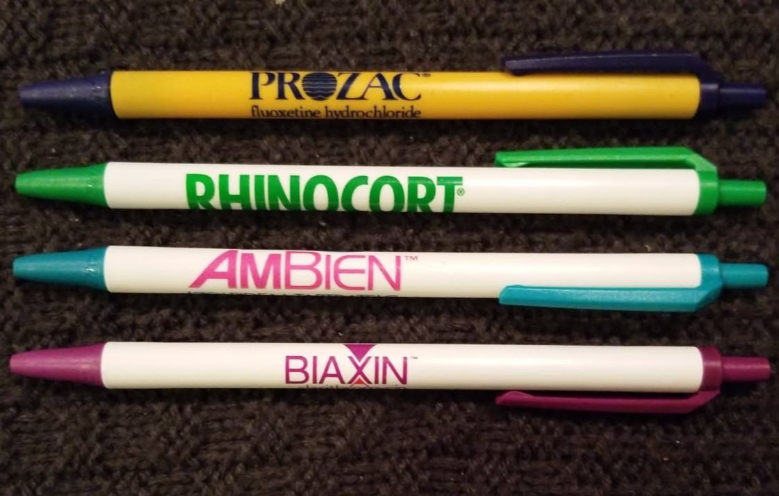 Pharmaceutical Drug Rep Vintage Promo Pens: Lot of 4 Rep Promo of Different Drug