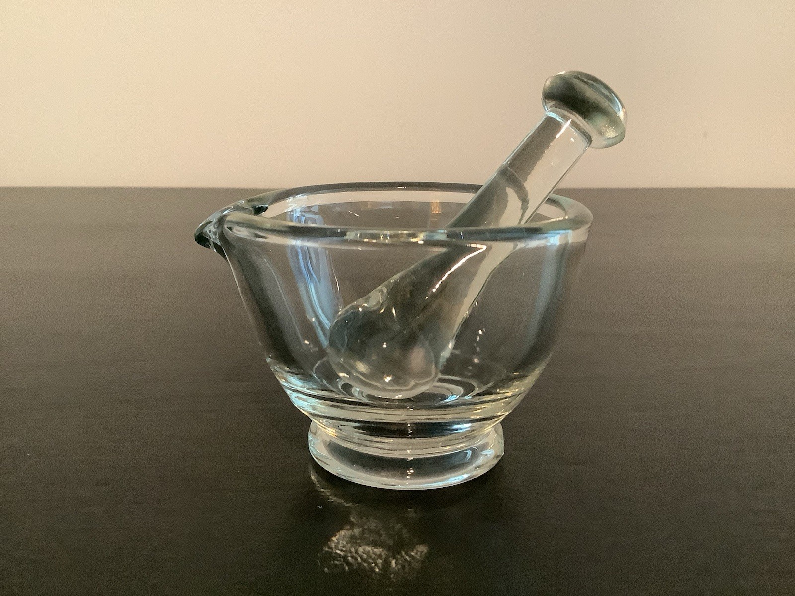 Mortar & Pestle Apothecary Laboratory Clear Glass Made In USA Vintage Pharmacist