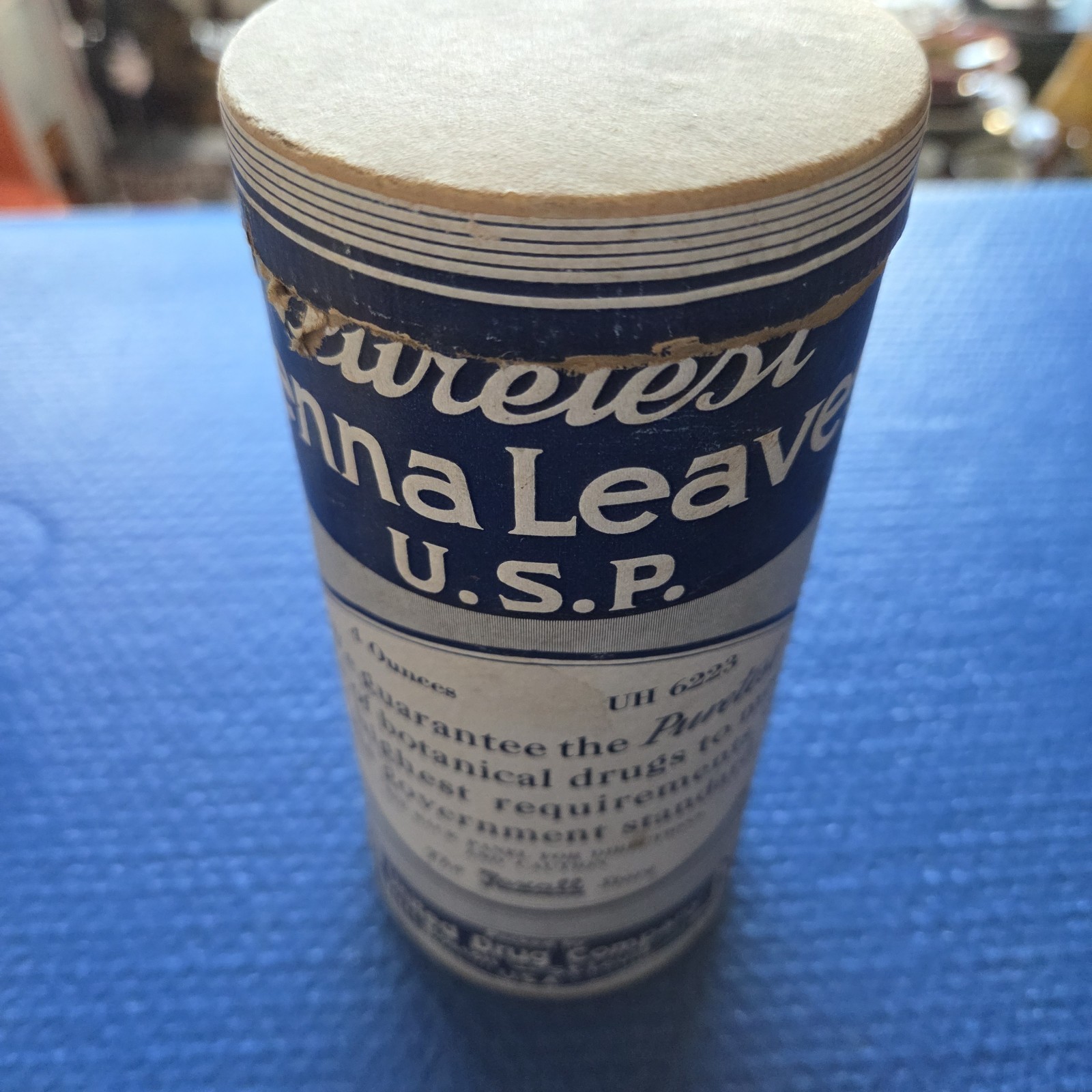 Vintage 1930s–40s Senna Leaves U.S.P. PharmacyDrugstore Herb CardboardContainer
