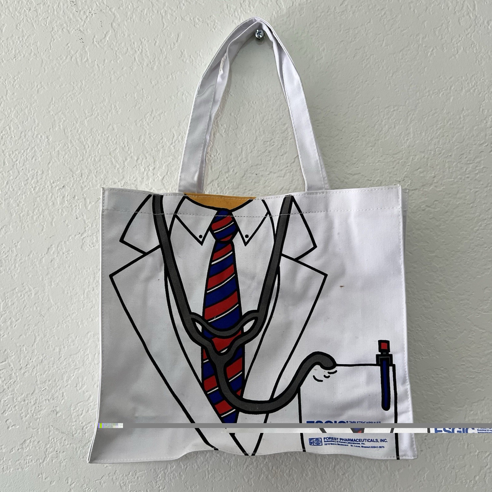 VTG Esgic Codene Capsule Medicine Pharmaceutical Swag Promo Ad Canvas Tote Bag