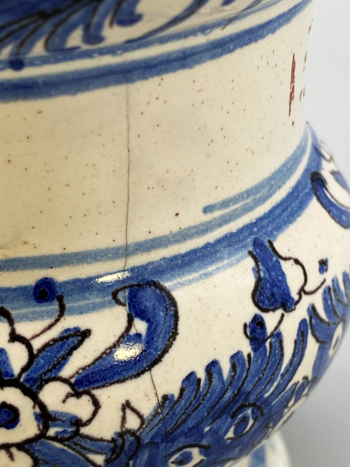 c. 1730 Italian Majolica Nove Waisted Blue & White Albarello Drug Pharmacy Jar