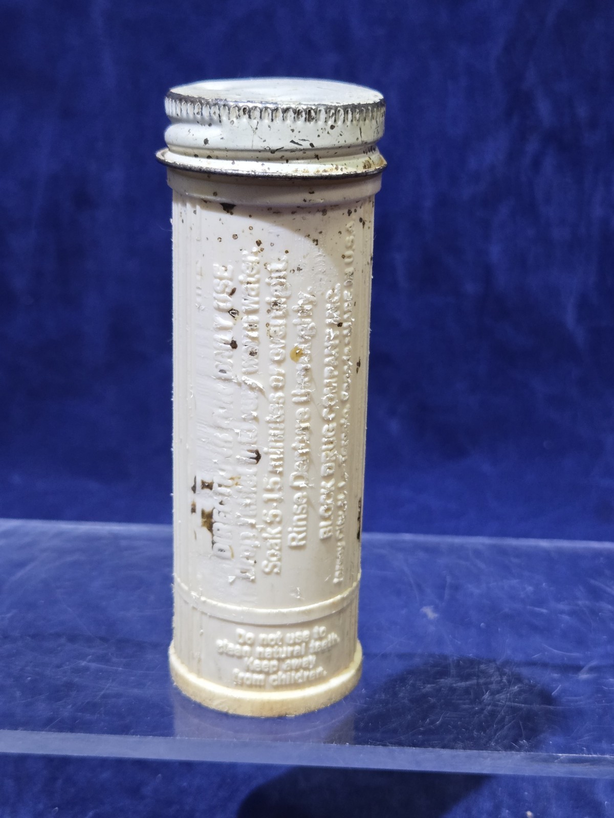 Vtg Polident Tablets Plastic Tube Container Metal Cap Empty 15ct Travel Case