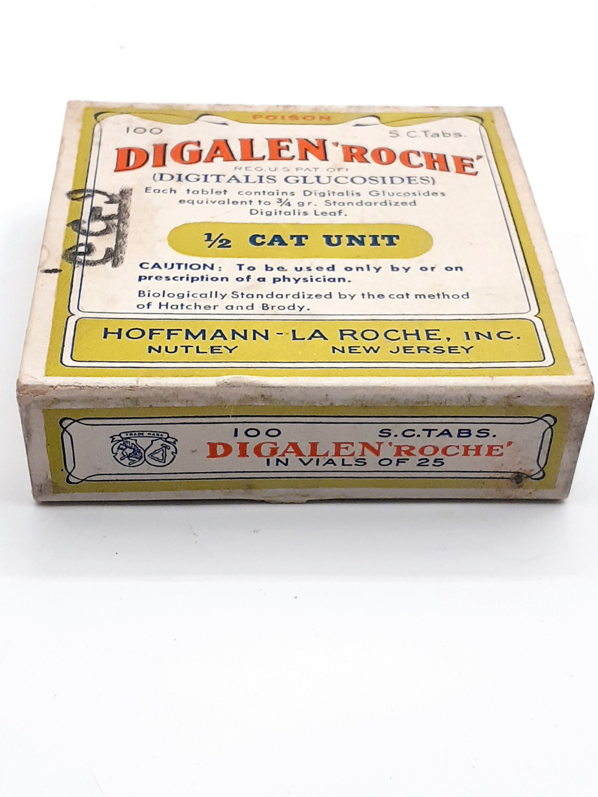 Vintage 1930’s-1940’s Digalen Roche NOS Hoffman-La Roche, Inc. Nutley NJ 4 Tubes