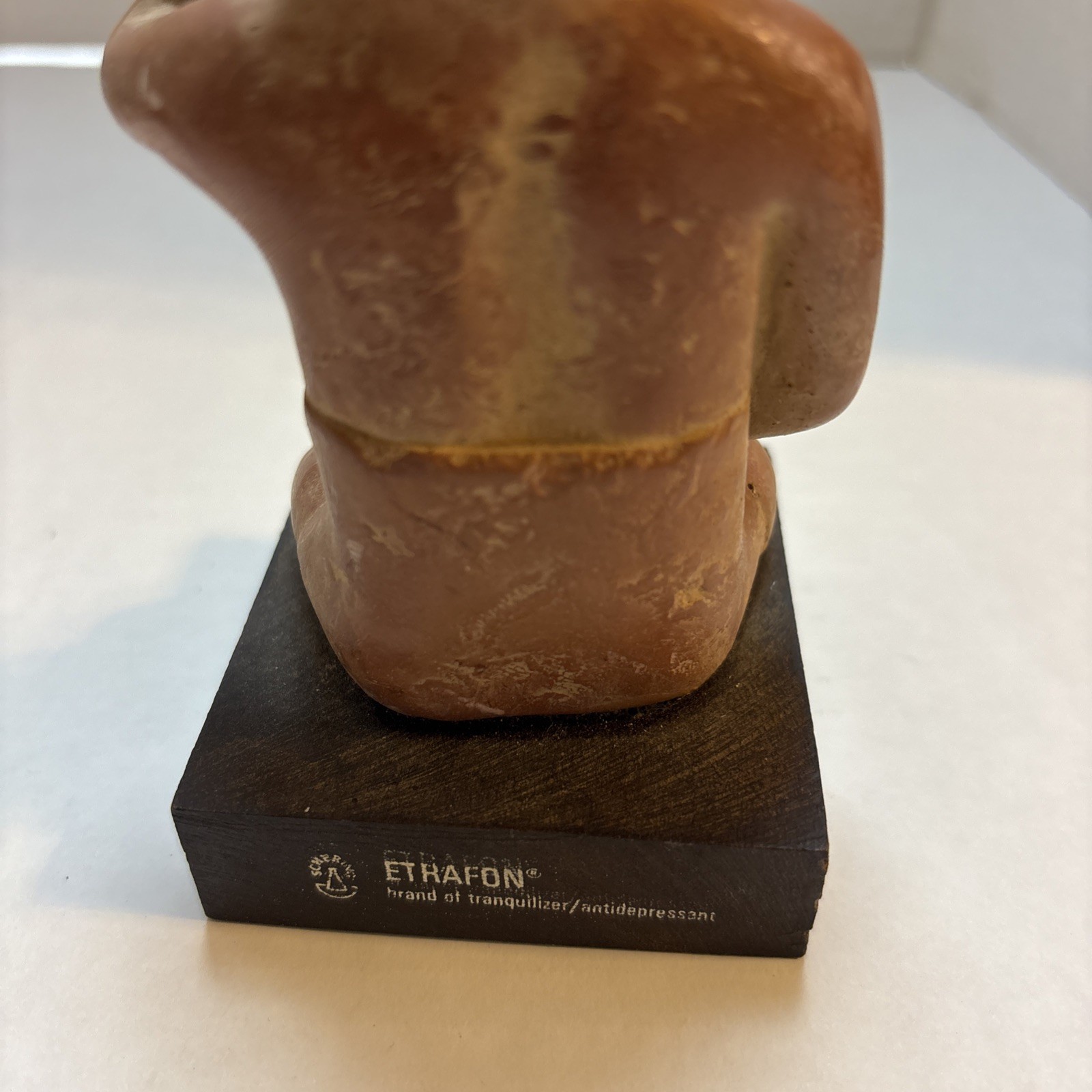 Vtg Portrait Of Anxiety/Depression Etrafon Promo Clay Figurine Mexico ca 800 AD