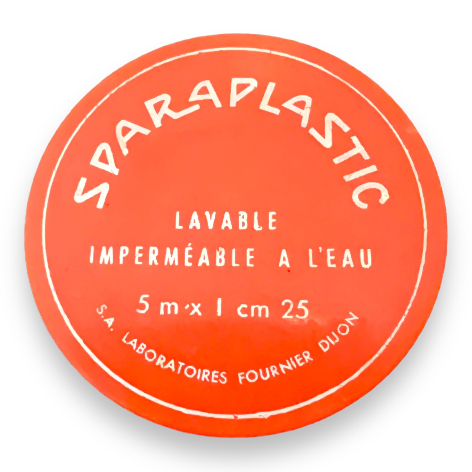 French Apothecary Tin Lid Orange Celluloid Empty Sparadrap Medical Vintage